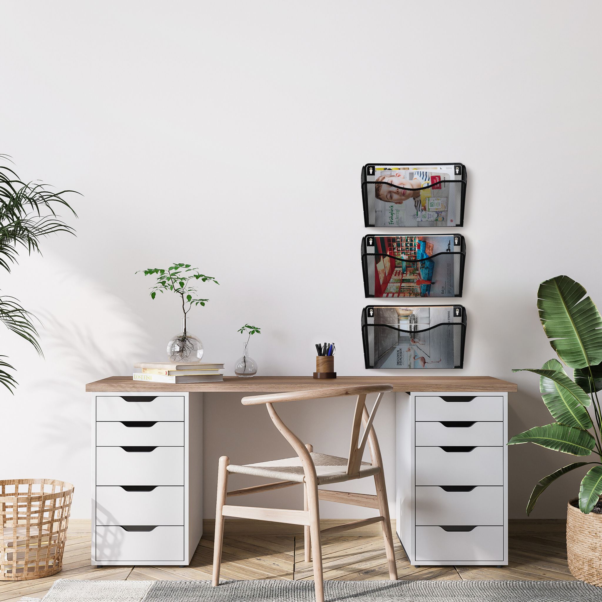 Zeitschriftenhalter Wand 3er-Set Schwarz von Relaxdays