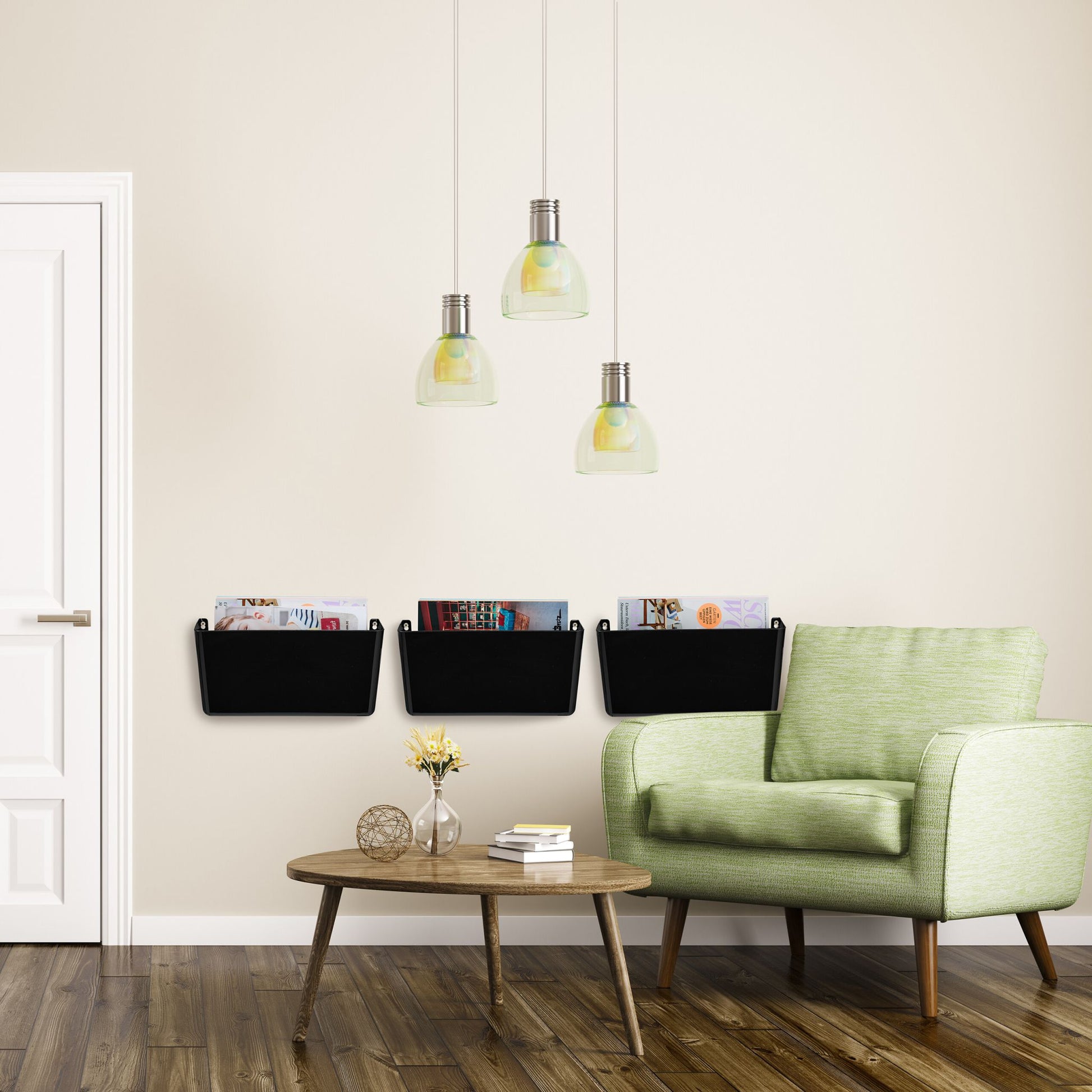 Zeitschriftenhalter Wand 3er-Set Schwarz von Relaxdays