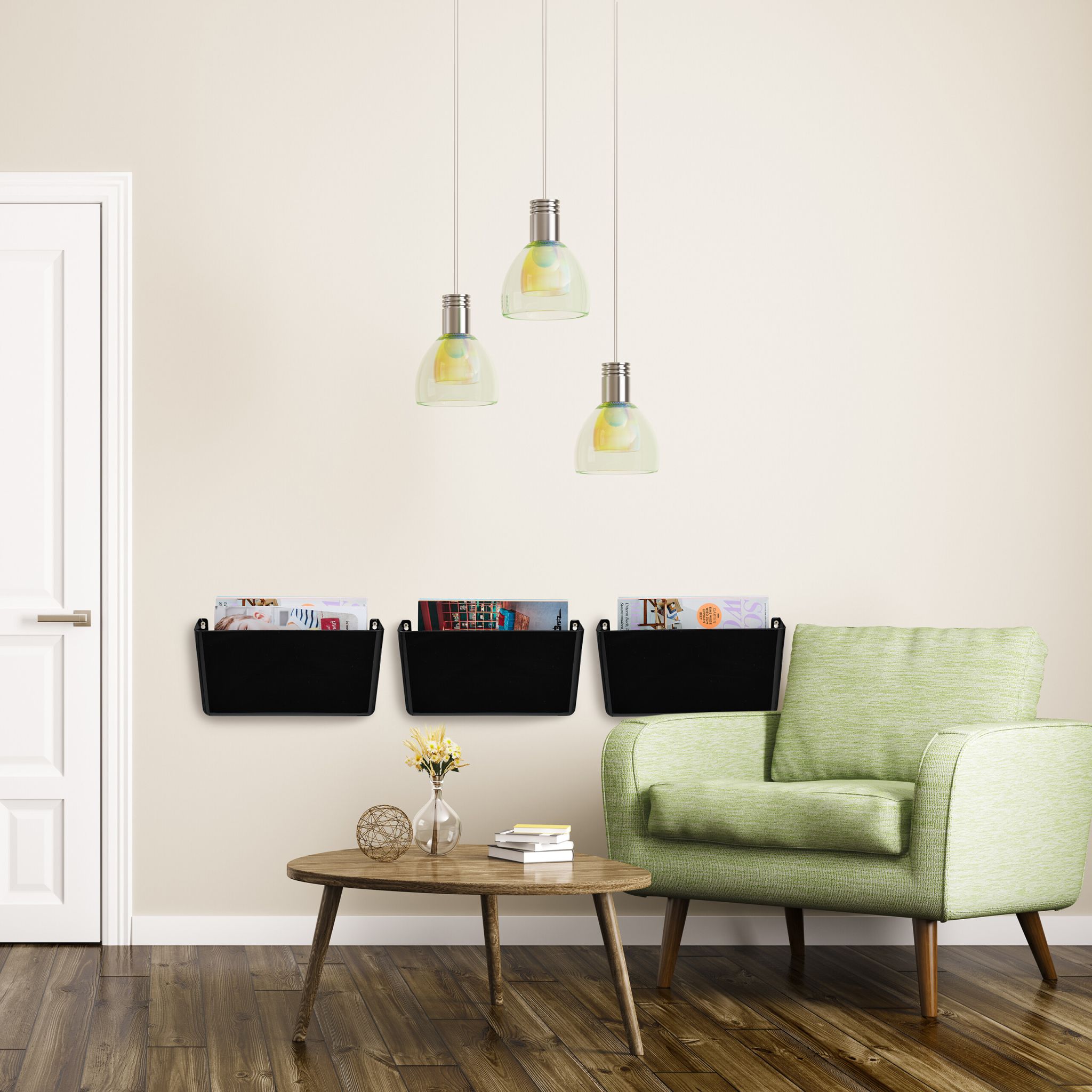 Zeitschriftenhalter Wand 3er-Set Schwarz von Relaxdays