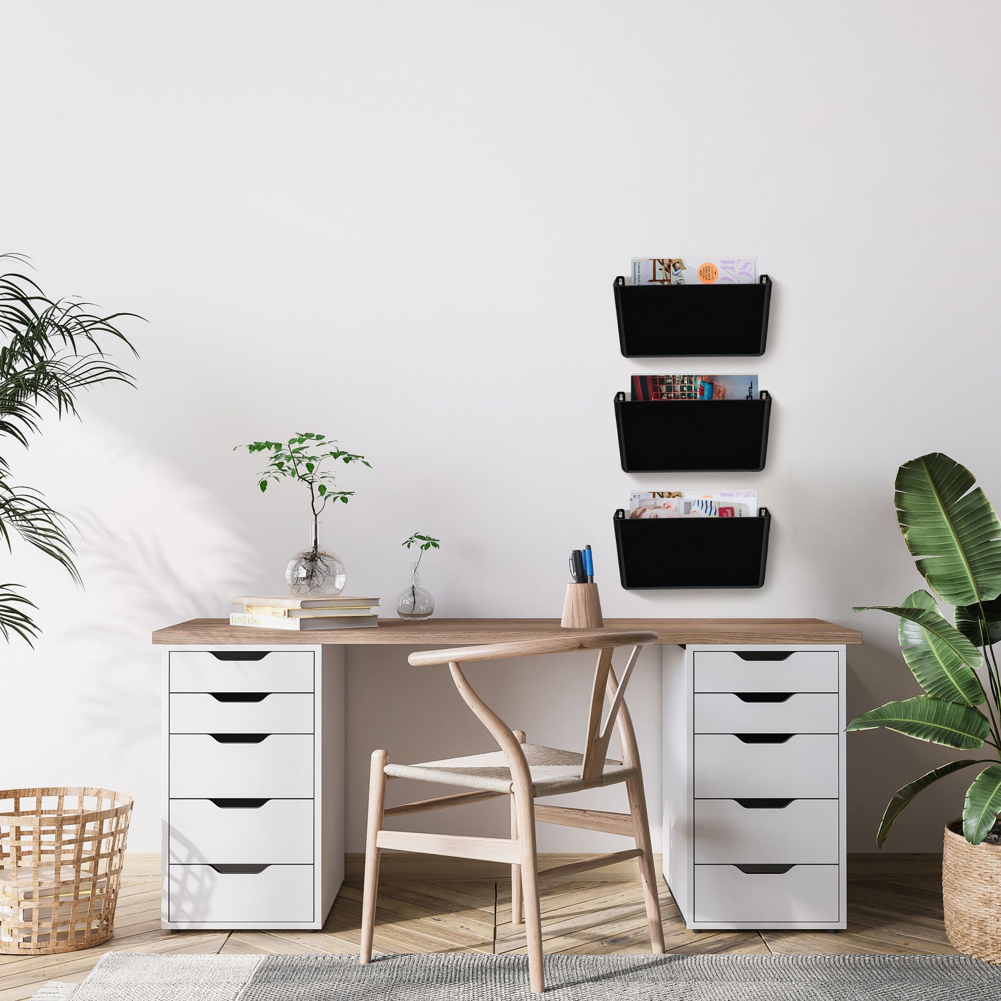 Zeitschriftenhalter Wand 3er-Set Schwarz von Relaxdays