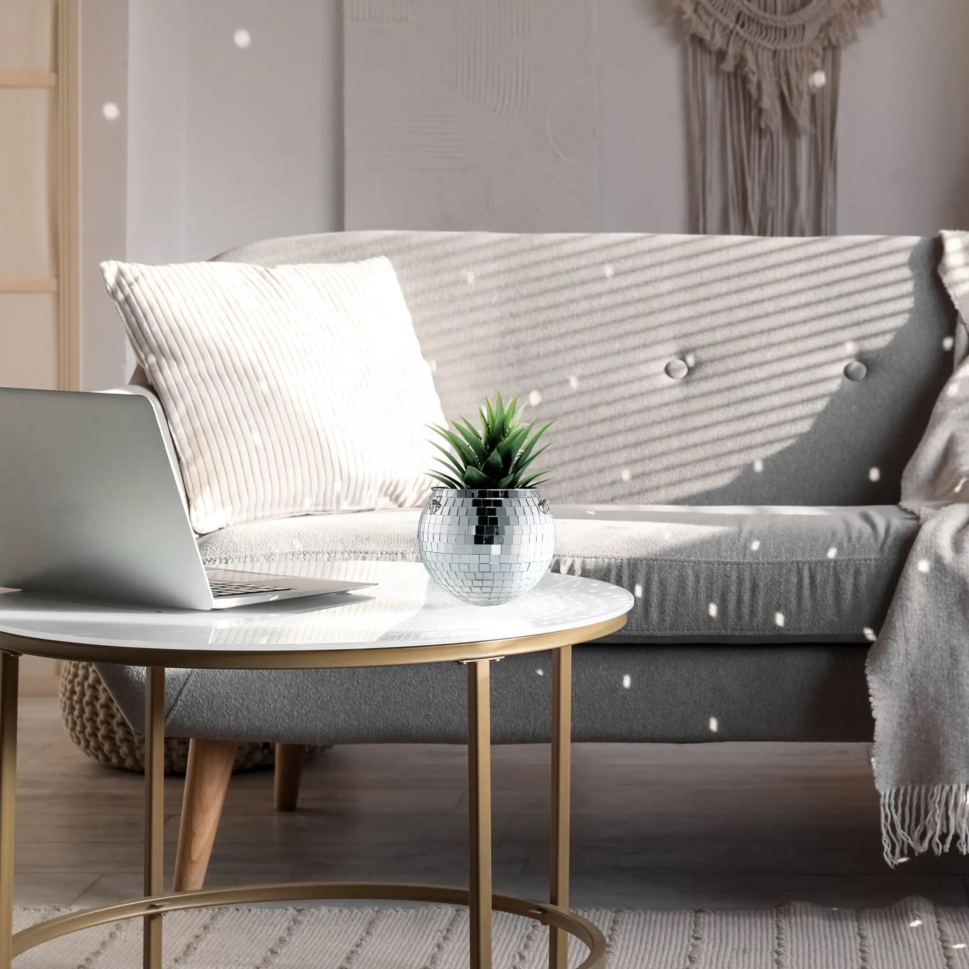 Hängender Discokugel Pflanzentopf Silber von Relaxdays