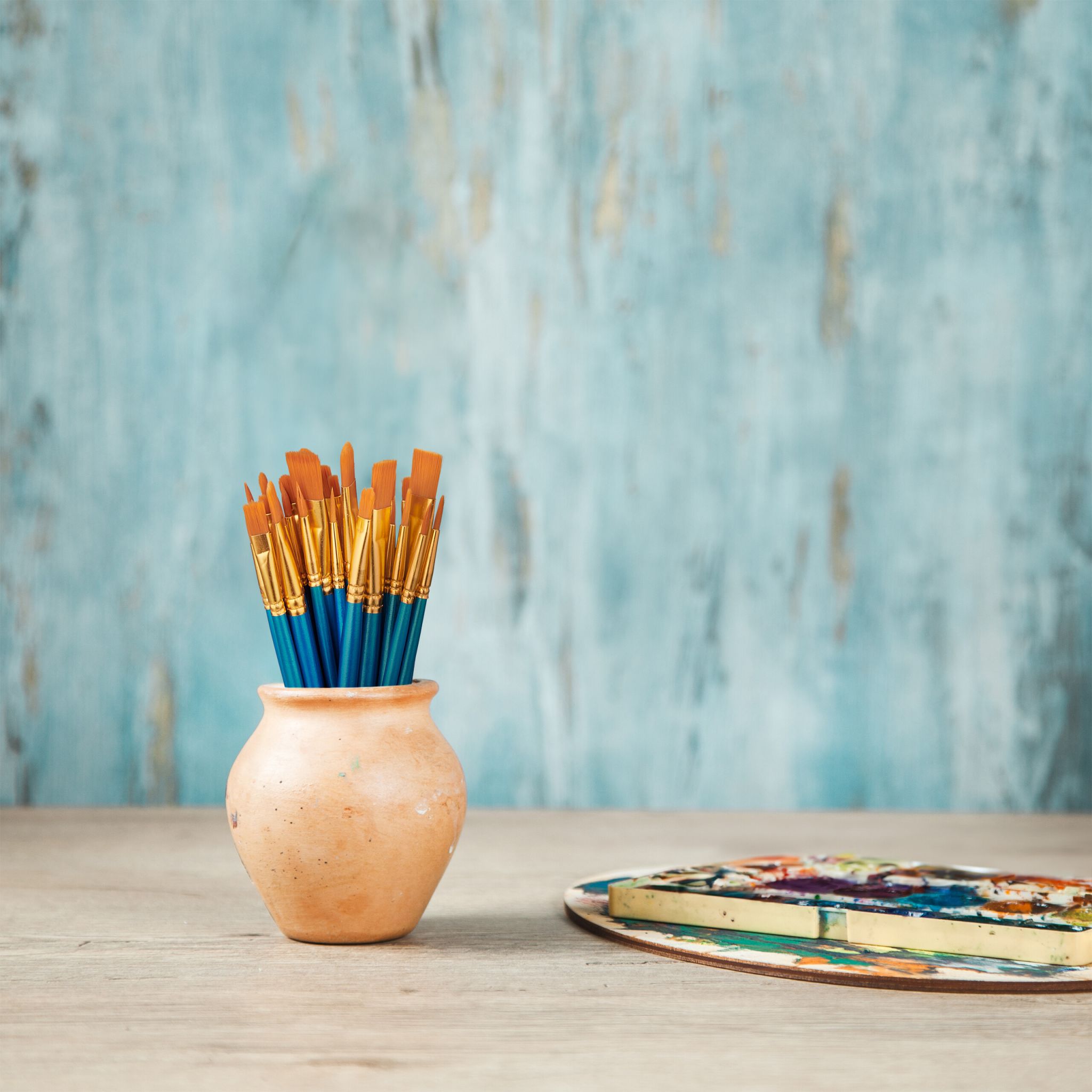 Pinsel 30er-Set Blau-Gold-Orange von Relaxdays