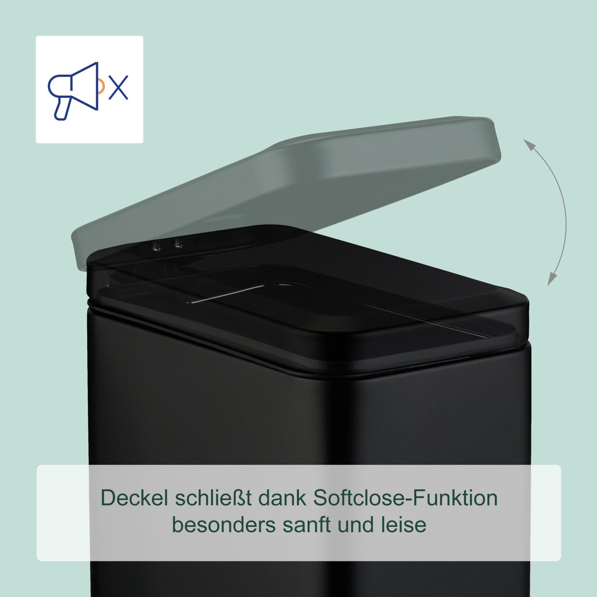 Bad Mülleimer 5L Softclose Schwarz von Relaxdays