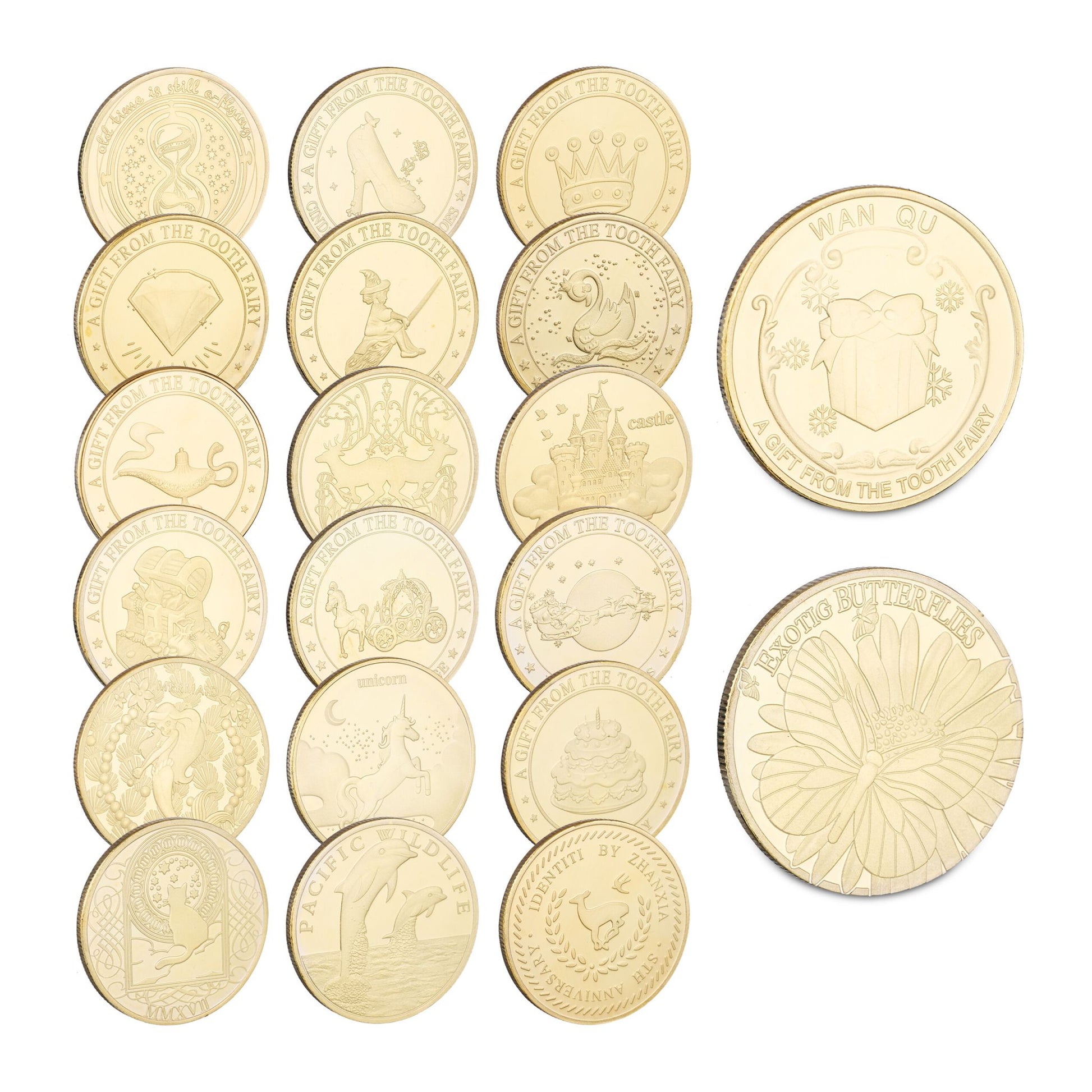 Zahnfee Münze 20er-Set Gold von Relaxdays