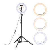 LED Ringlicht mit Stativ Weiss-Schwarz von Relaxdays