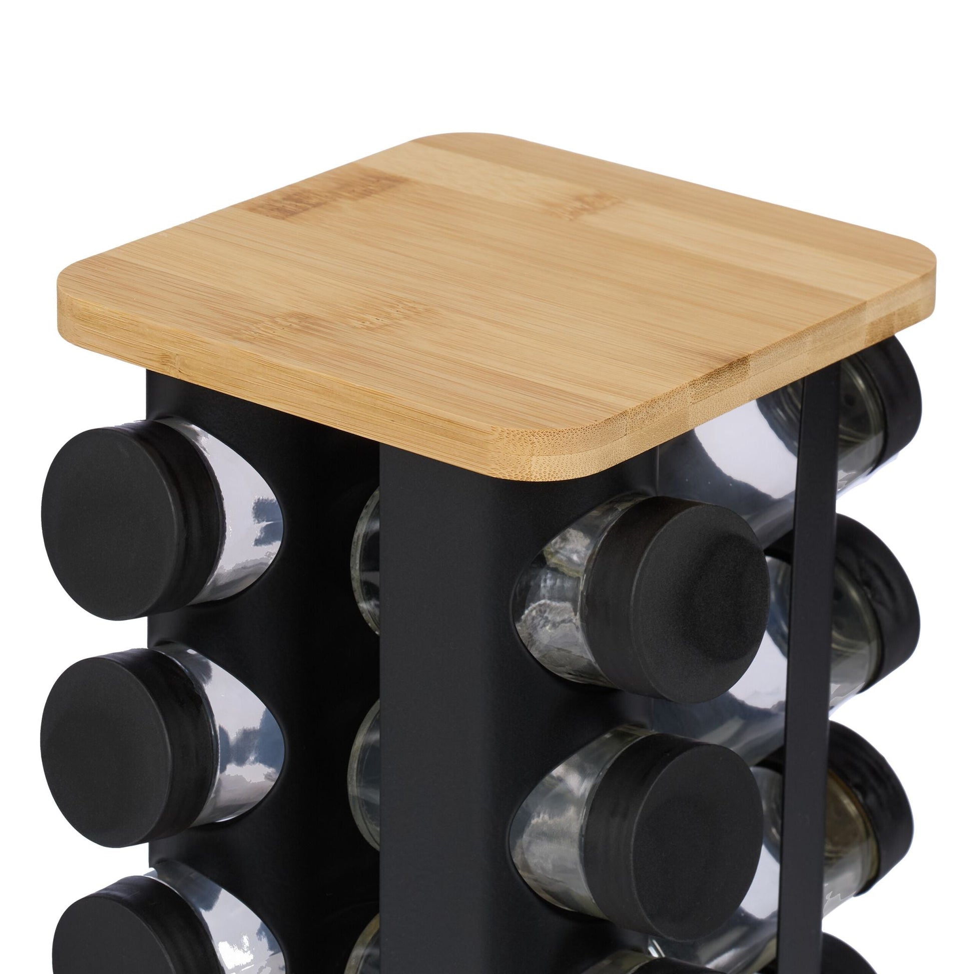 Drehbares Gewürzkarussell mit 16 Gläsern Hellbraun-Schwarz-Transparent von Relaxdays