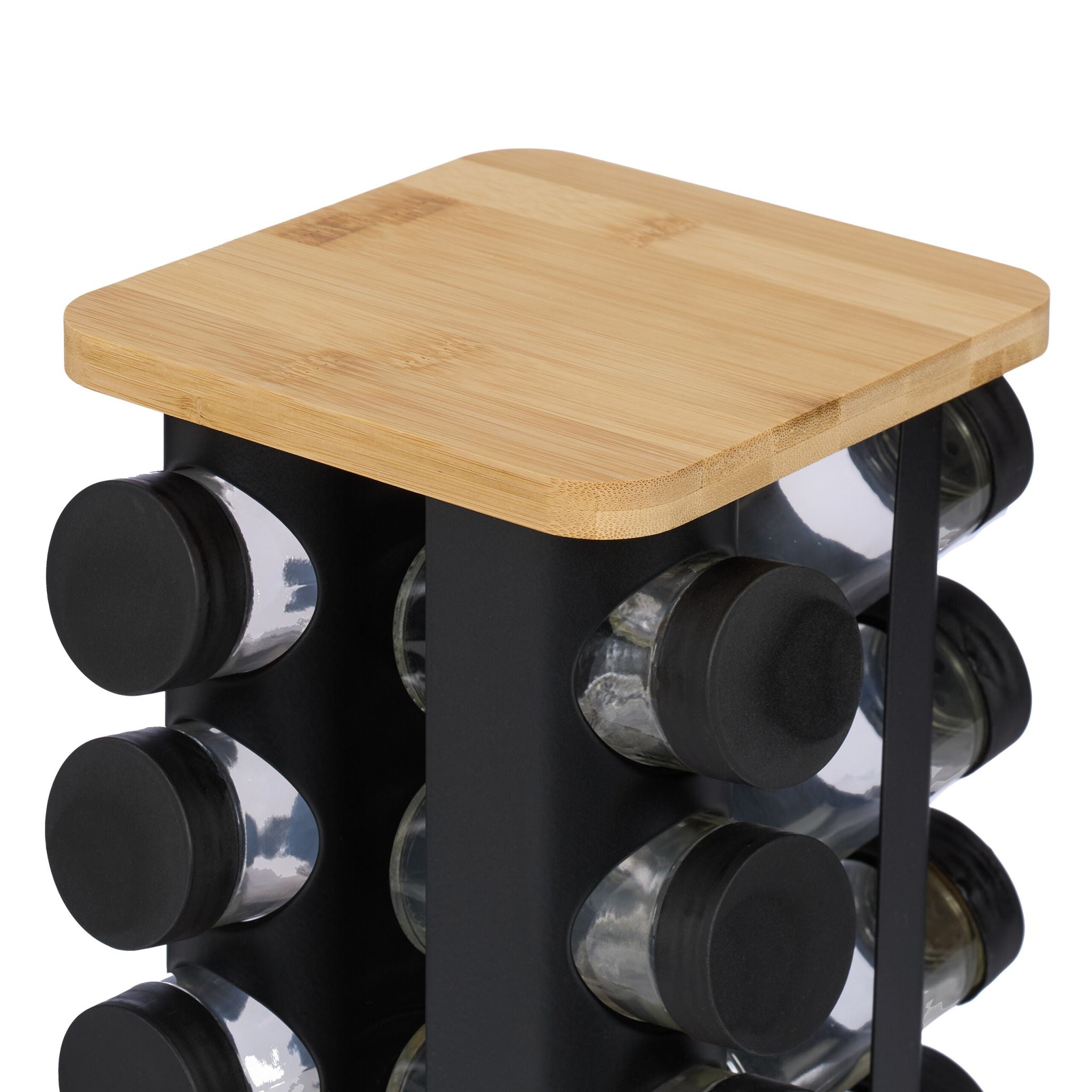 Drehbares Gewürzkarussell mit 16 Gläsern Hellbraun-Schwarz-Transparent von Relaxdays