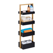 Badregal Bambus 4 Ablagen Hellbraun-Schwarz von Relaxdays