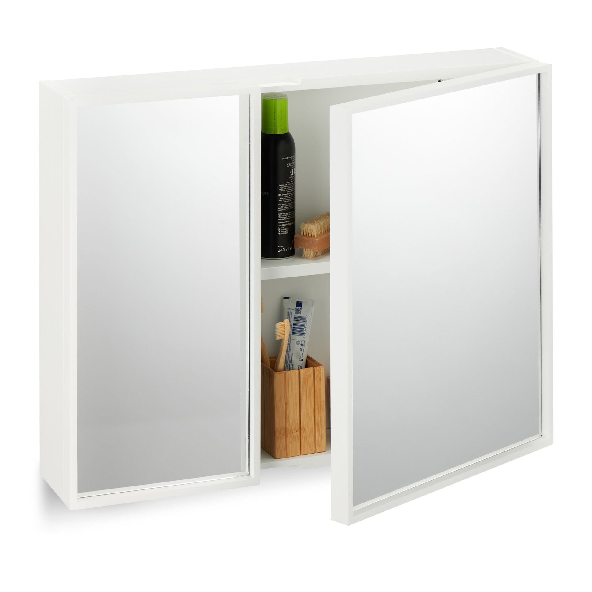 Spiegelschrank 2-türig Weiss-Silber von Relaxdays