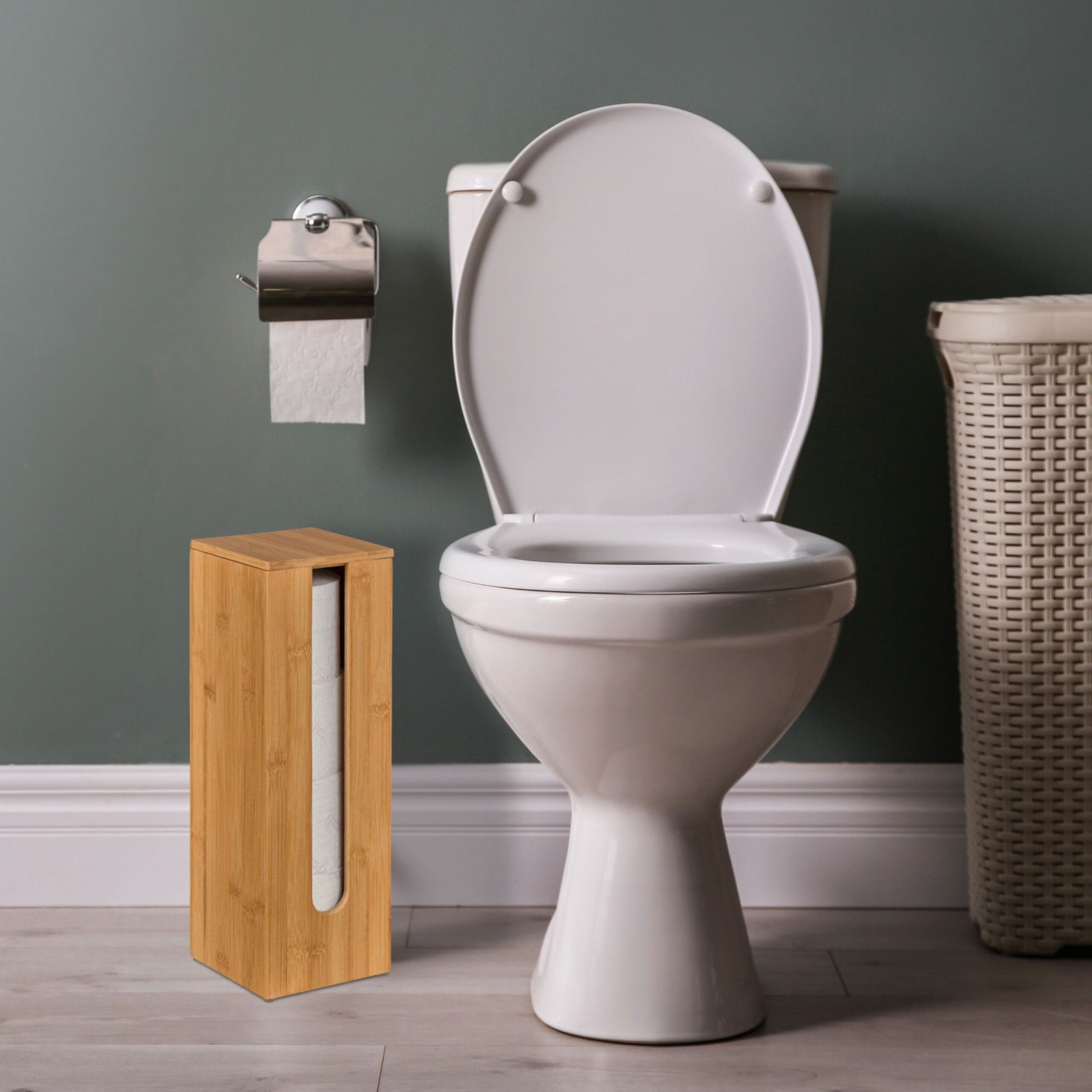 Toilettenpapier Aufbewahrung Bambus Hellbraun von Relaxdays