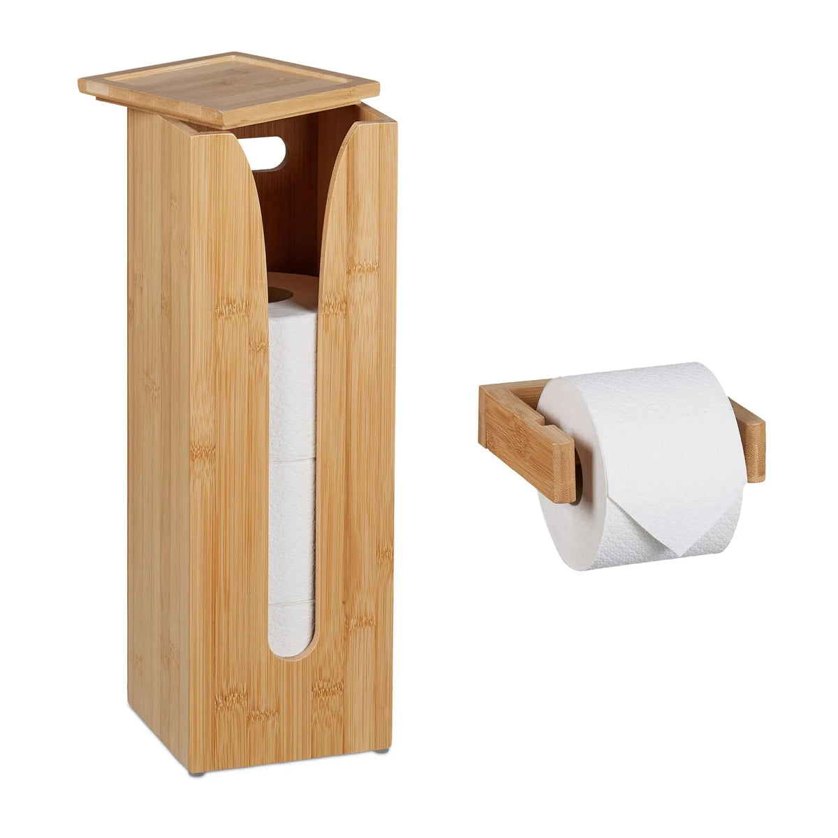 Toilettenpapierhalter-Set 2-tlg. Hellbraun von Relaxdays