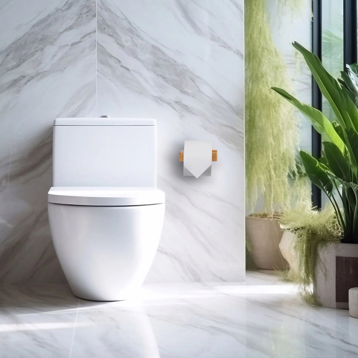 Toilettenpapierhalter Bambus Hellbraun von Relaxdays