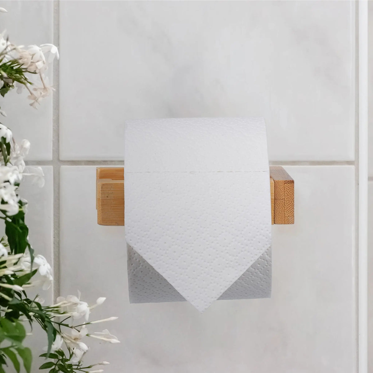 Toilettenpapierhalter Bambus Hellbraun von Relaxdays