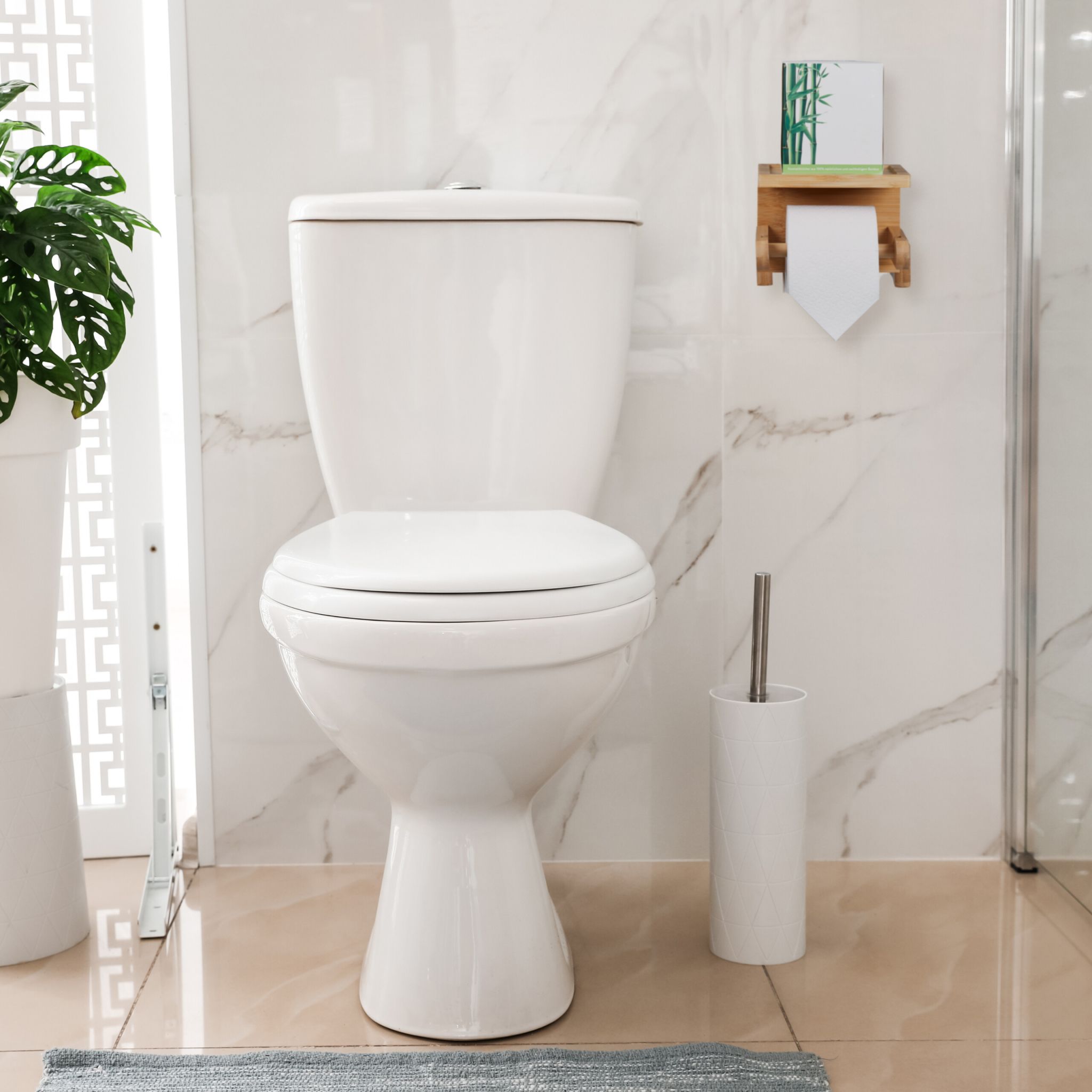 Bambus Toilettenpapierhalter mit Ablage Hellbraun von Relaxdays