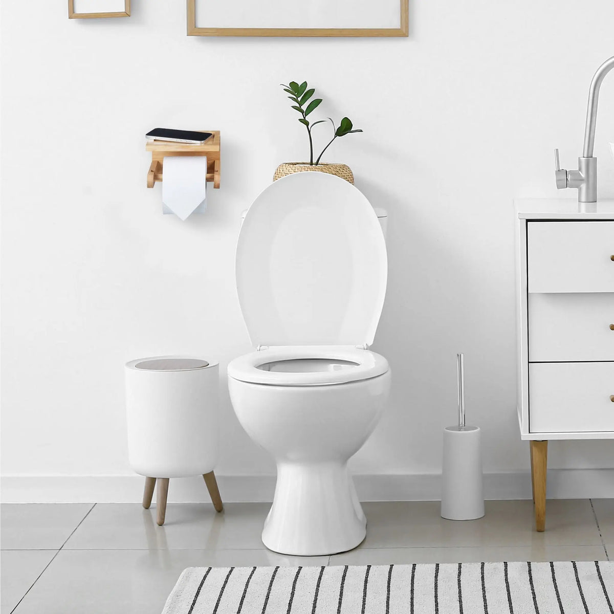 Bambus Toilettenpapierhalter mit Ablage Hellbraun von Relaxdays