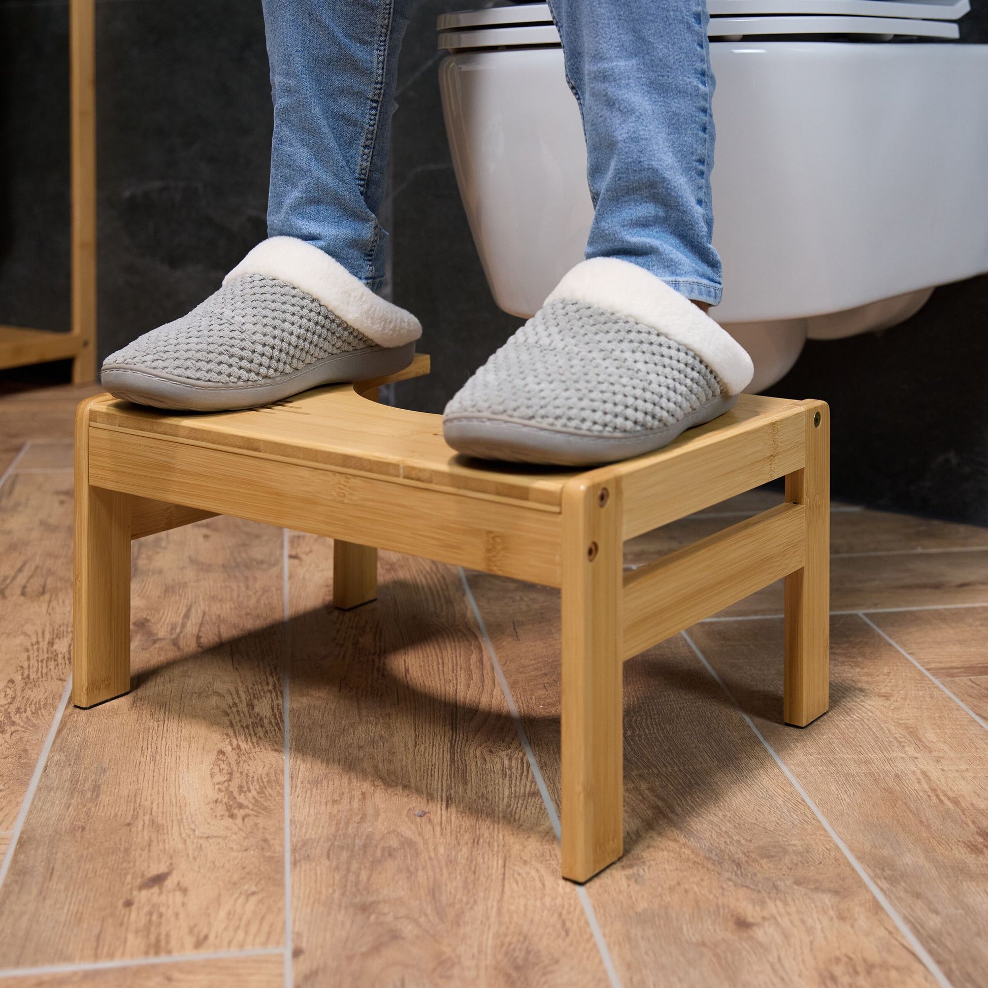 Toilettenhocker Bambus Hellbraun von Relaxdays