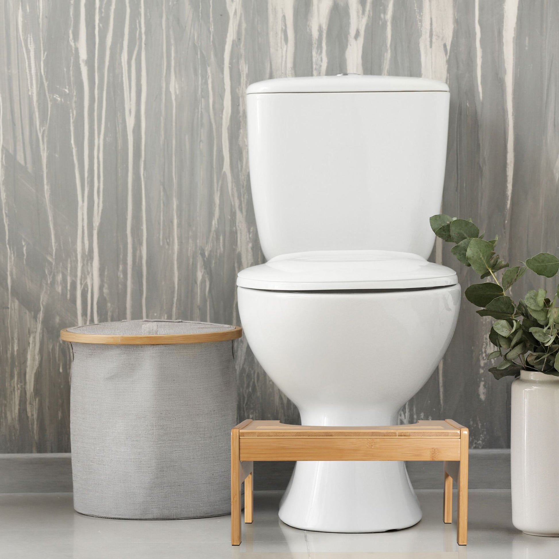 Toilettenhocker Bambus Hellbraun von Relaxdays