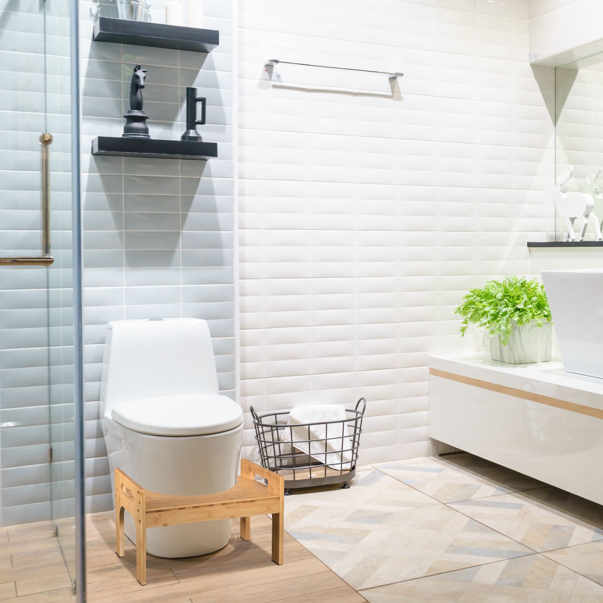 Toilettenhocker Bambus Hellbraun von Relaxdays