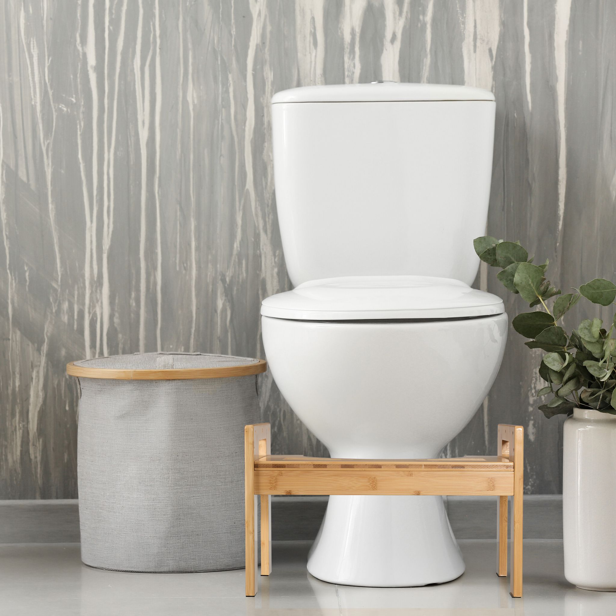 Toilettenhocker Bambus Hellbraun von Relaxdays