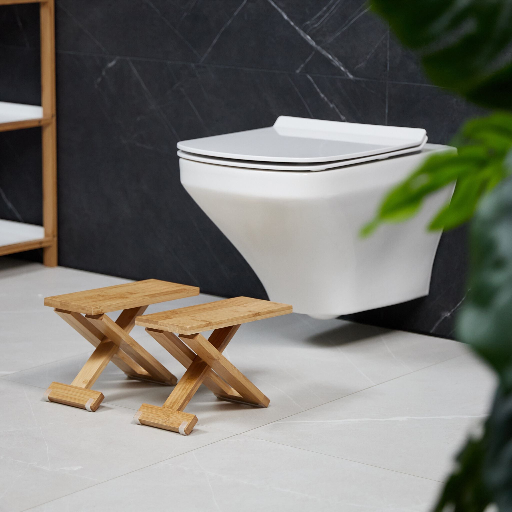 Klappbarer Toilettenhocker 2-teilig Hellbraun von Relaxdays