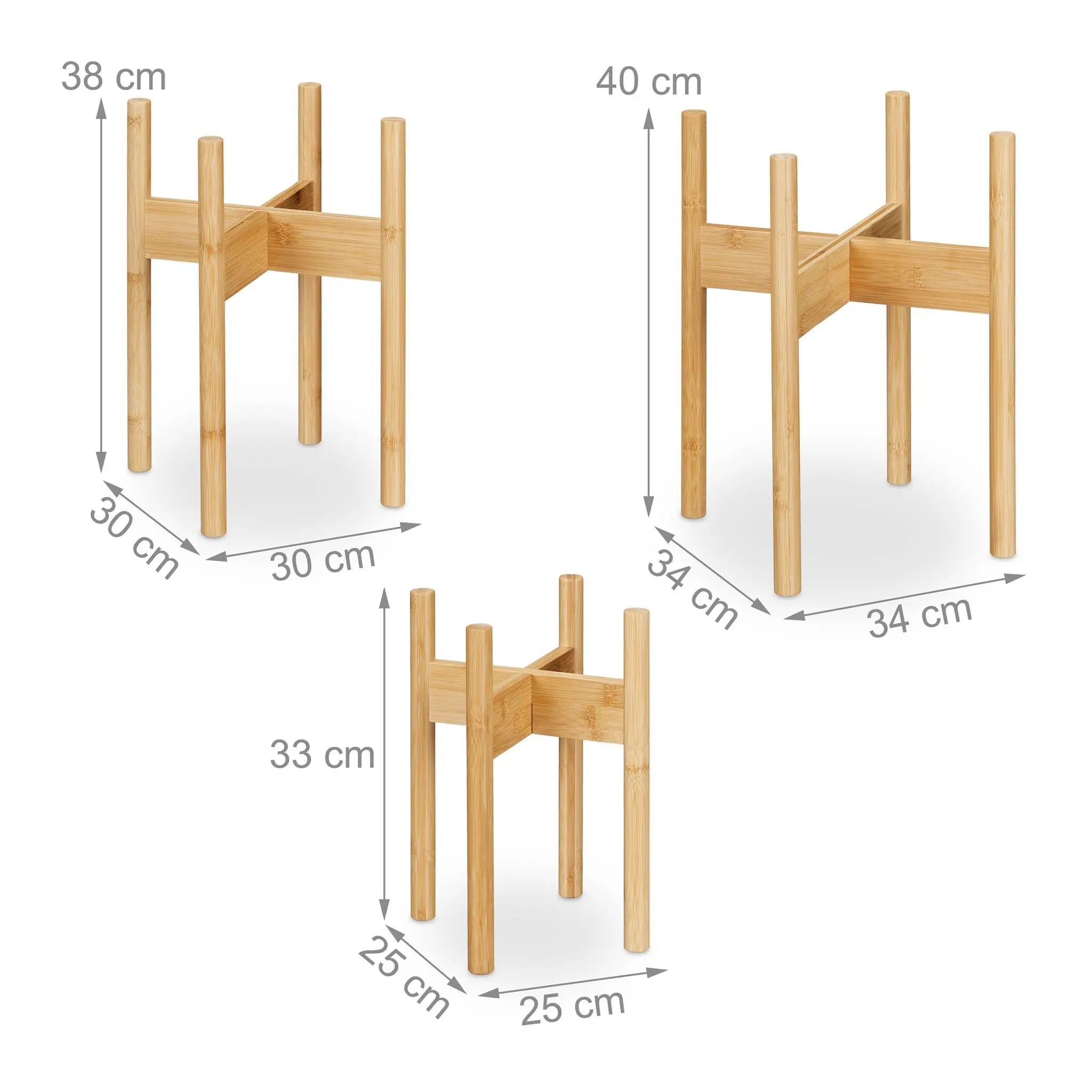 Pflanzenständer 3er-Set Hellbraun von Relaxdays
