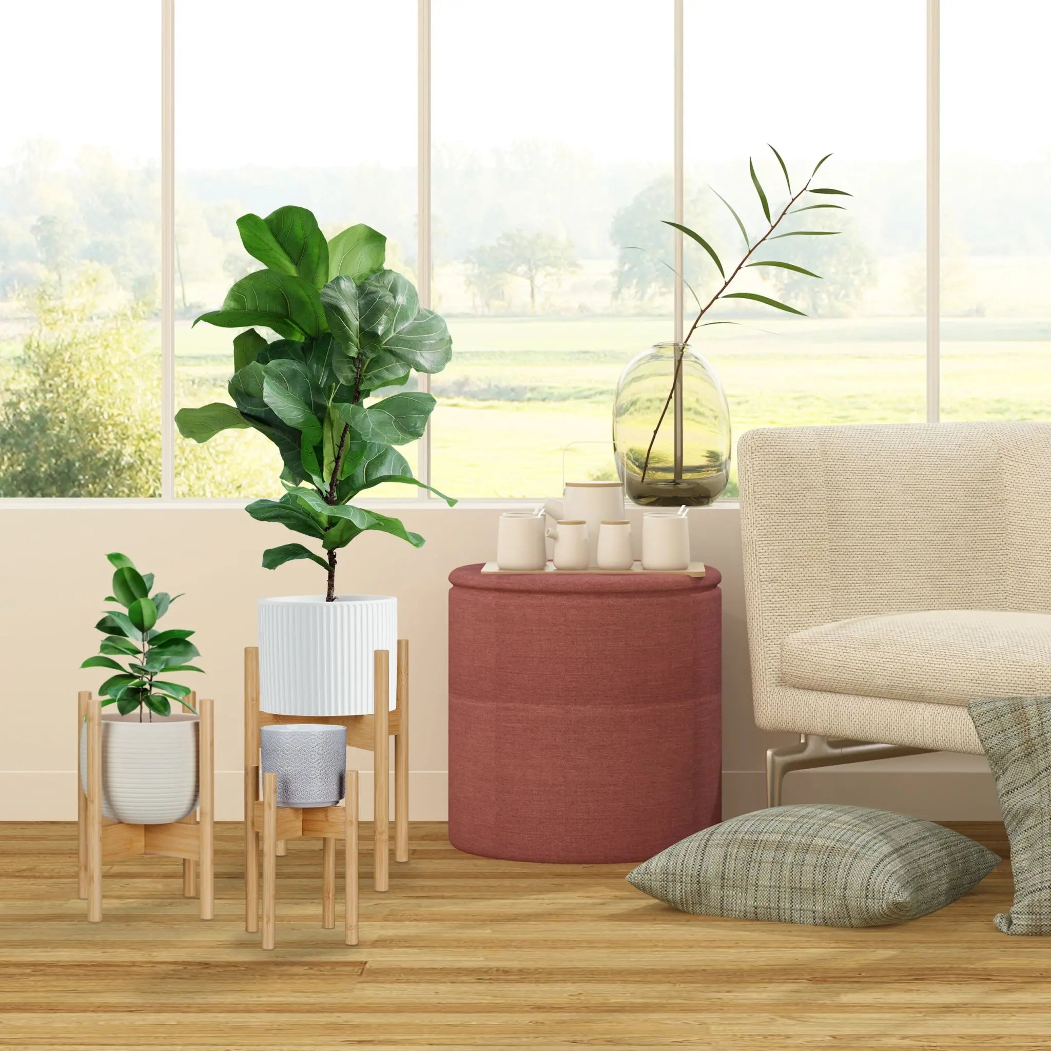 Pflanzenständer 3er-Set Hellbraun von Relaxdays