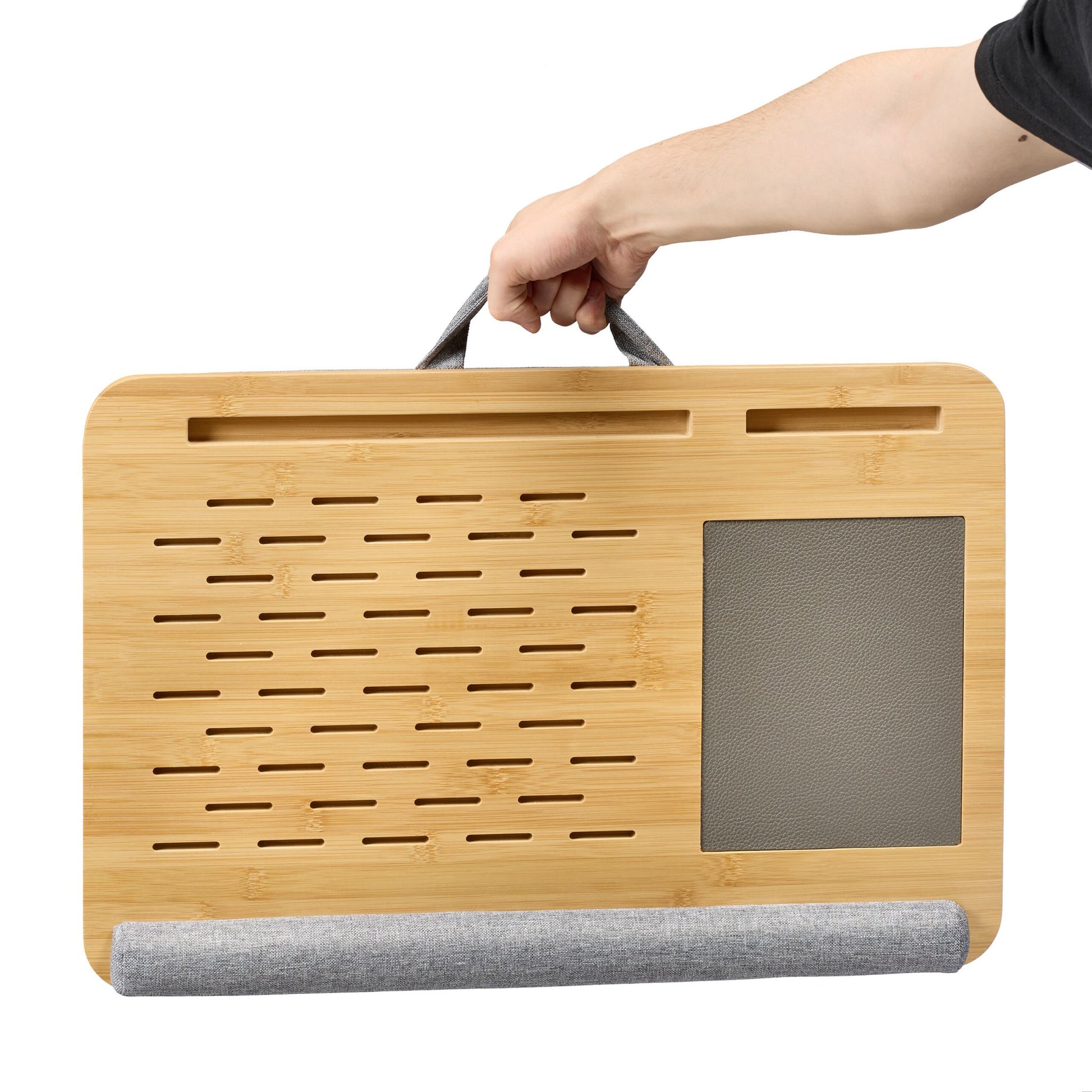 Laptopkissen Handgelenkauflage & Mauspad Hellbraun-Grau von Relaxdays