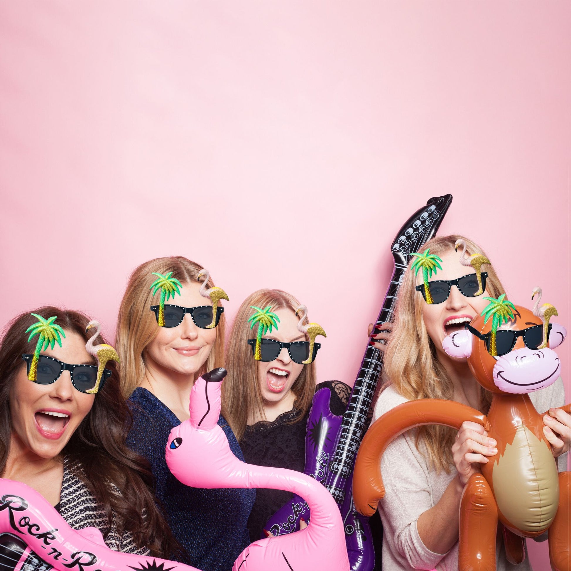 Partybrille Flamingo und Palme 5er-Set Grün-Rosa-Schwarz von Relaxdays