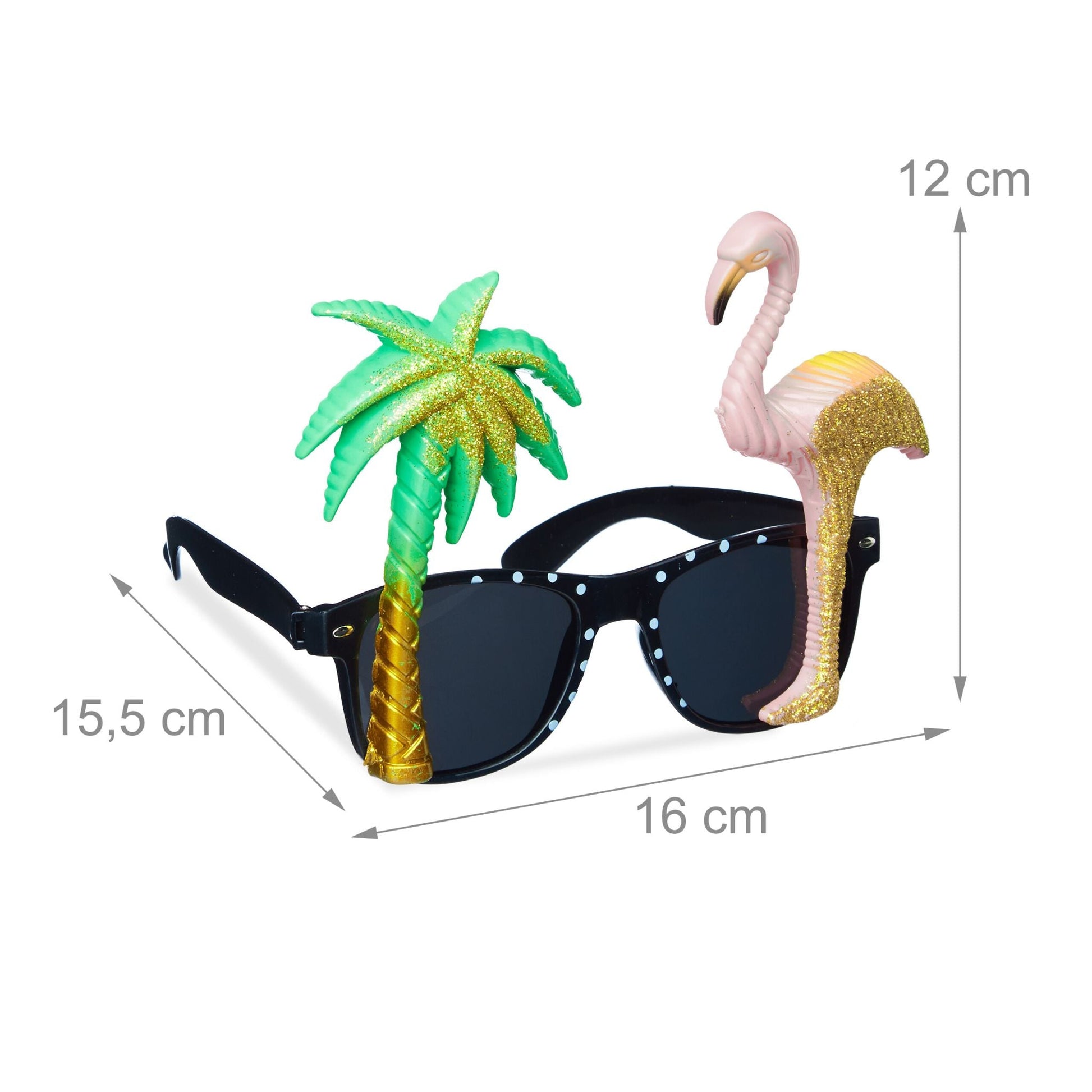 Partybrille Flamingo und Palme 5er-Set Grün-Rosa-Schwarz von Relaxdays