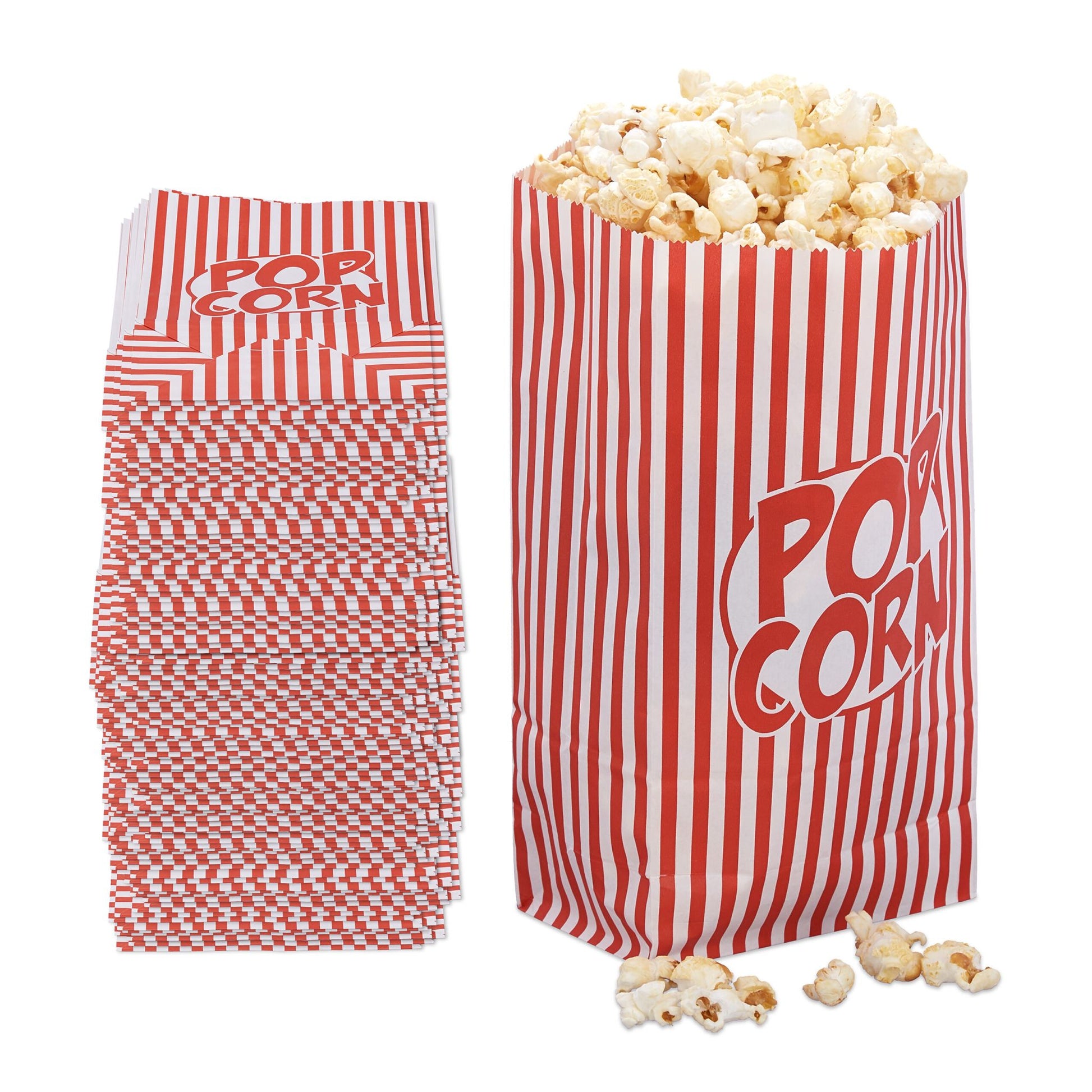 Retro Popcorntüten 240er-Set Weiss-Rot von Relaxdays