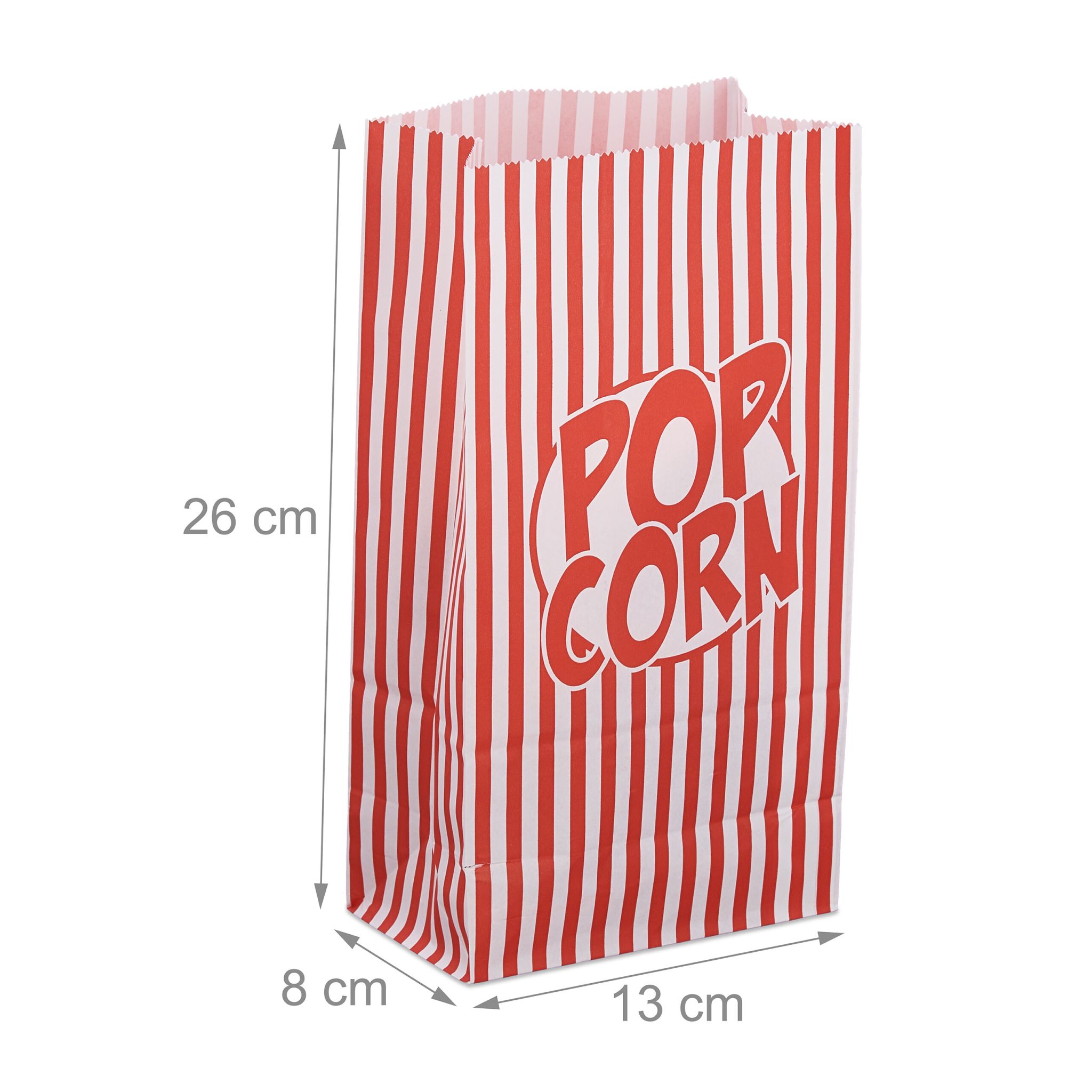 Retro Popcorntüten 240er-Set Weiss-Rot von Relaxdays