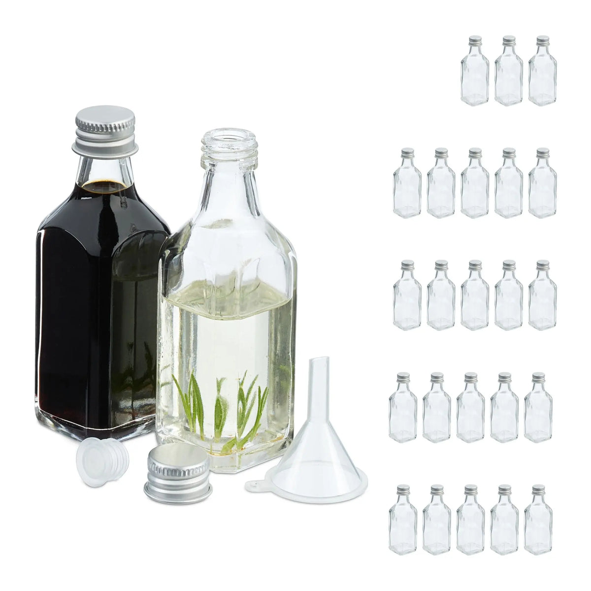 Kleine Flaschen Set 50ml Silber-Transparent von Relaxdays