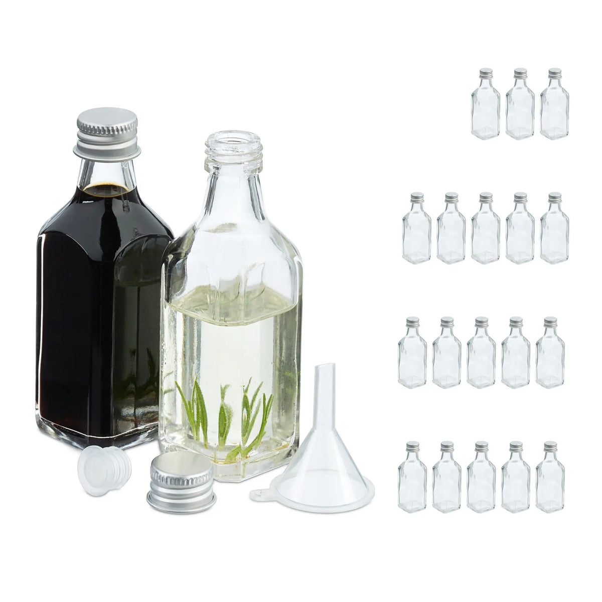 Kleine Flaschen Set 50ml Silber-Transparent von Relaxdays