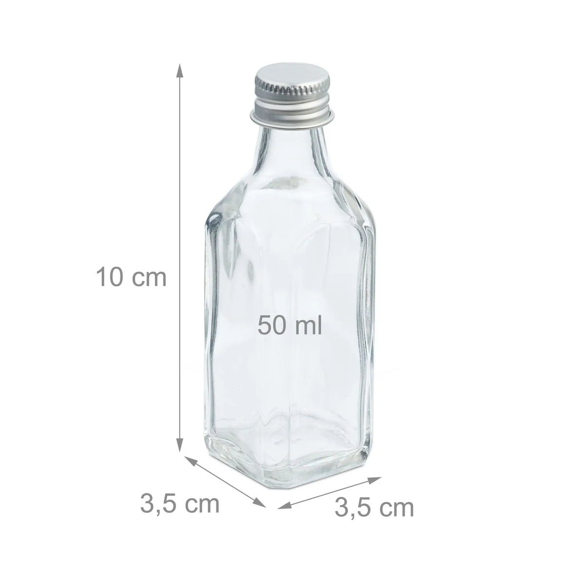 Kleine Flaschen Set 50ml Silber-Transparent von Relaxdays
