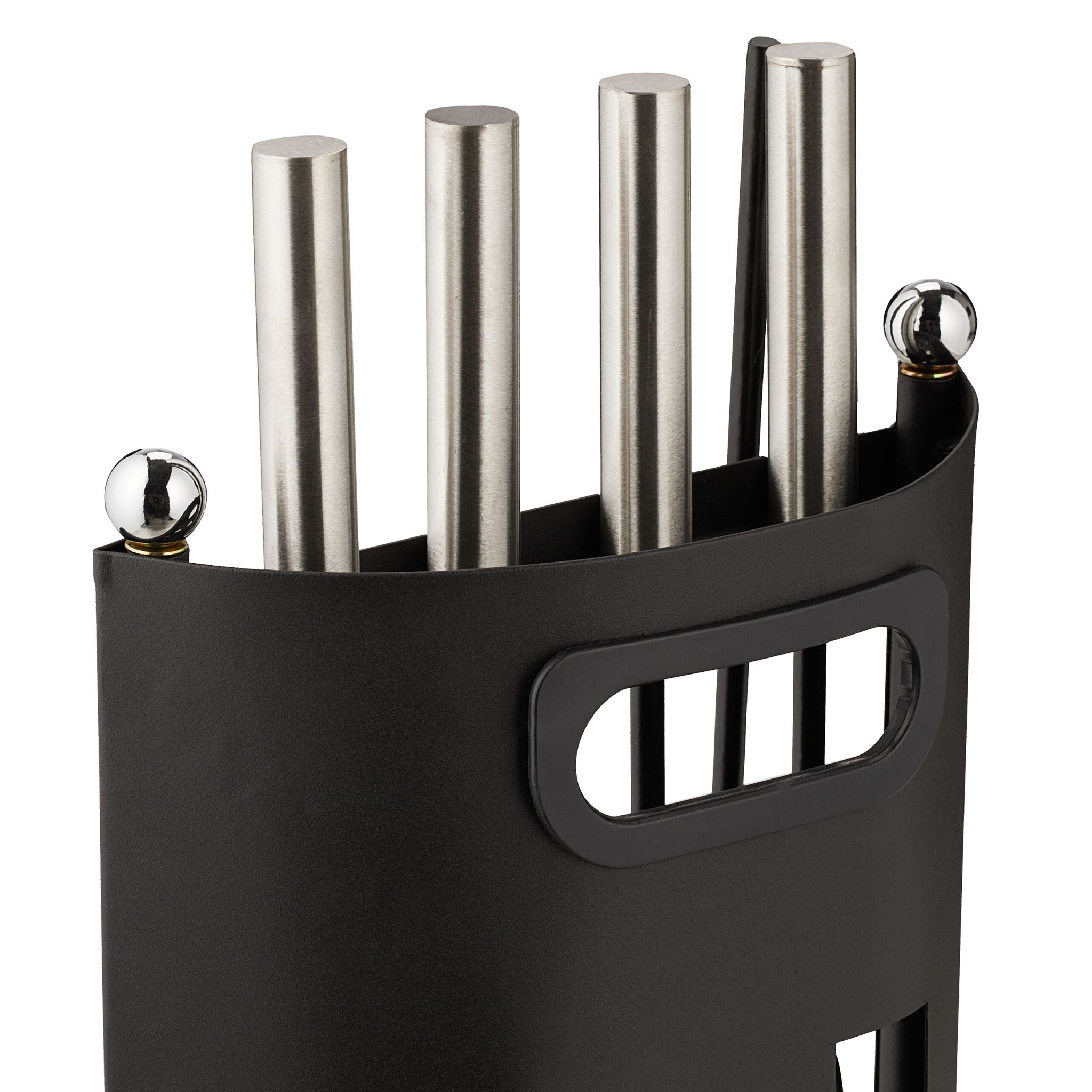 Kaminbesteck 5tlg. Schwarz-Silber von Relaxdays