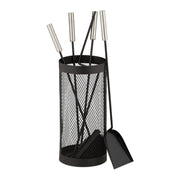 Kaminbesteck Eimer 5tlg. Schwarz-Silber von Relaxdays