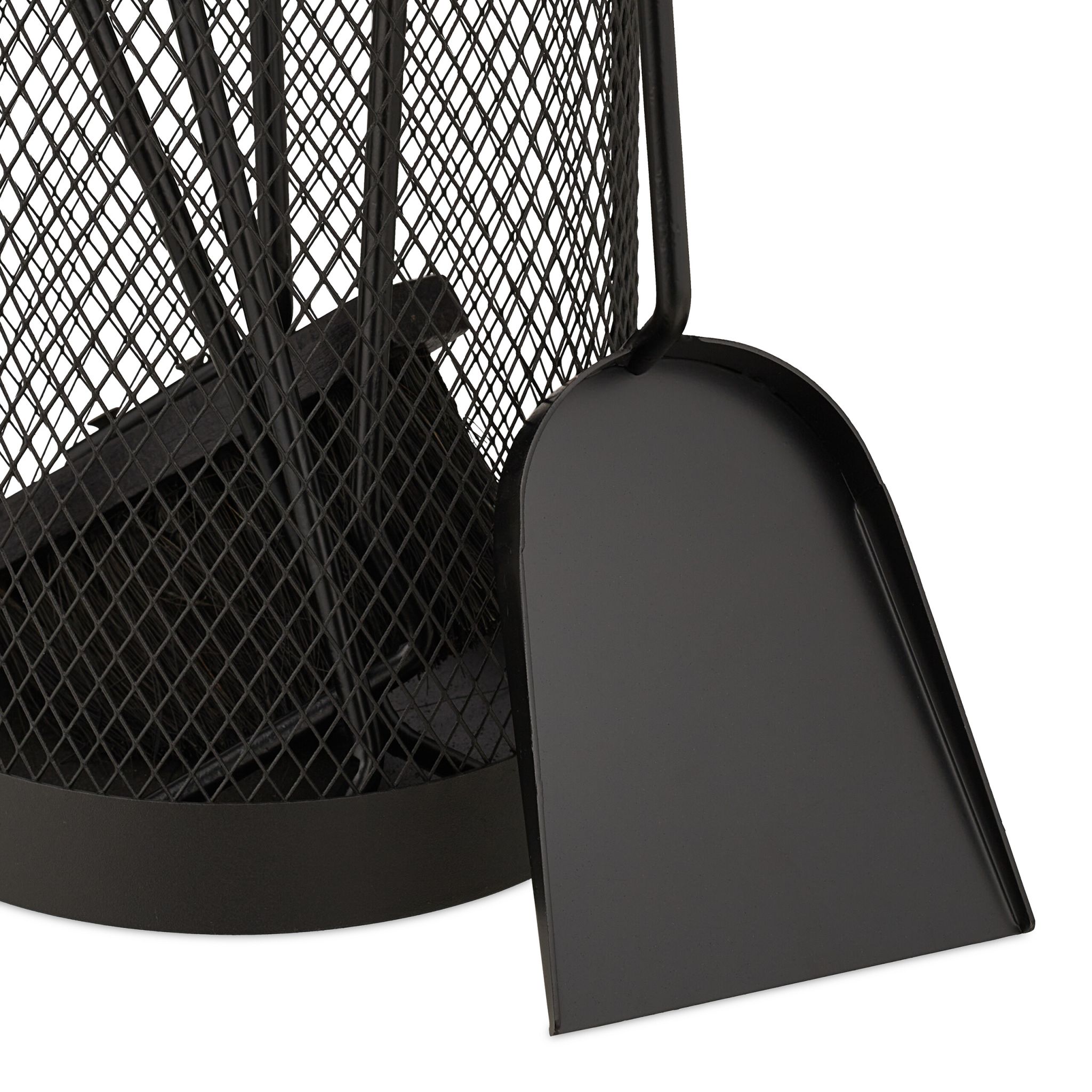 Kaminbesteck Eimer 5tlg. Schwarz-Silber von Relaxdays