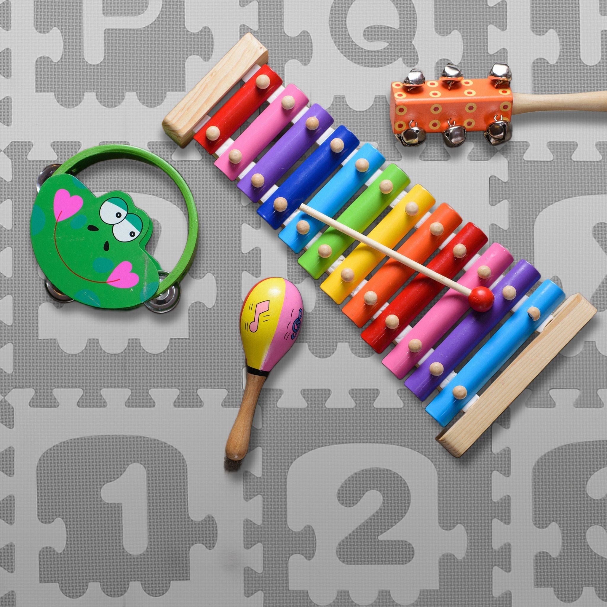 Puzzlematte ABC und Zahlen Weiss-Grau von Relaxdays