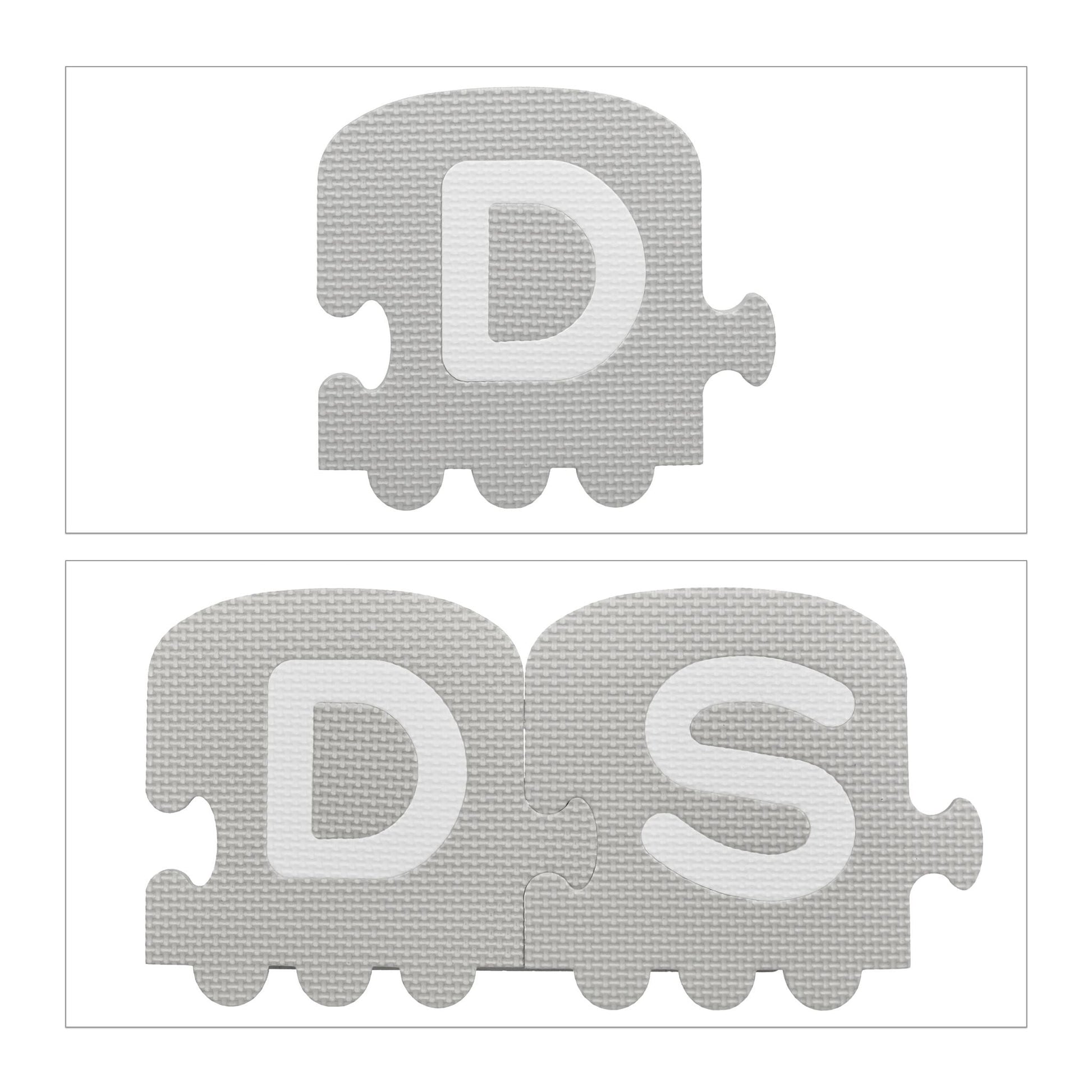 Puzzlematte ABC und Zahlen Weiss-Grau von Relaxdays