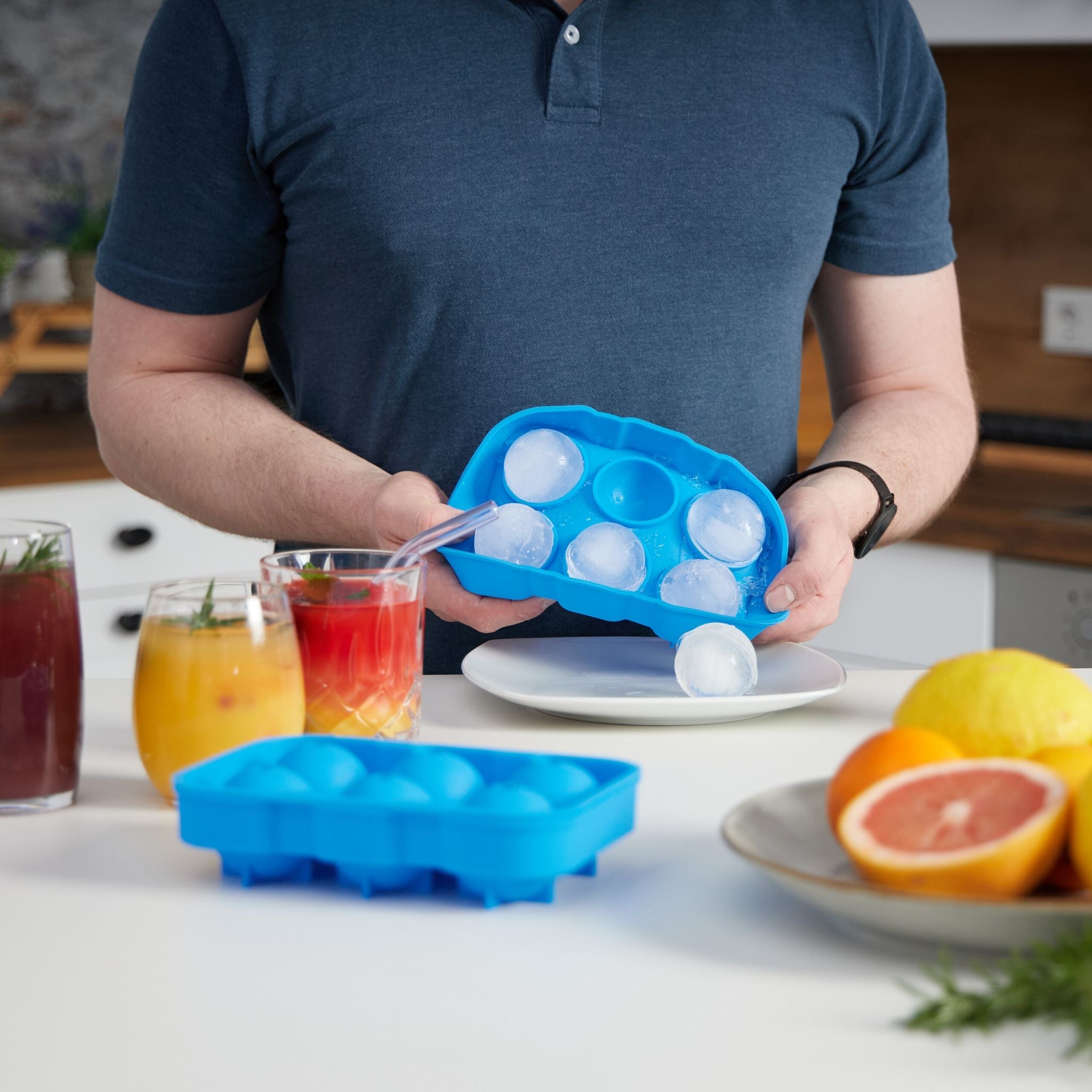 Eiswürfelform Silikon 2er-Set Blau von Relaxdays