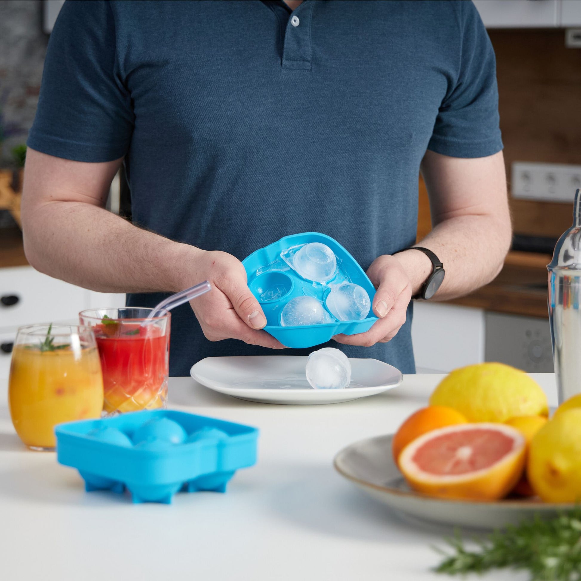Eiswürfelform Silikon 2er-Set Blau von Relaxdays