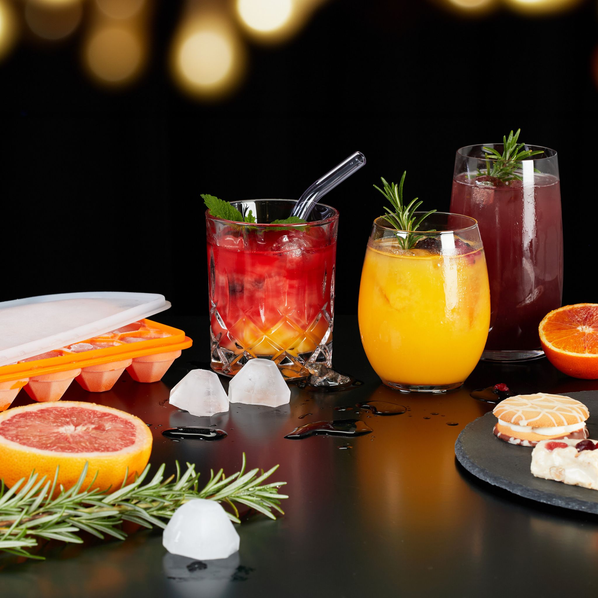 Eiswürfelform 2er-Set Diamant Orange-Transparent von Relaxdays