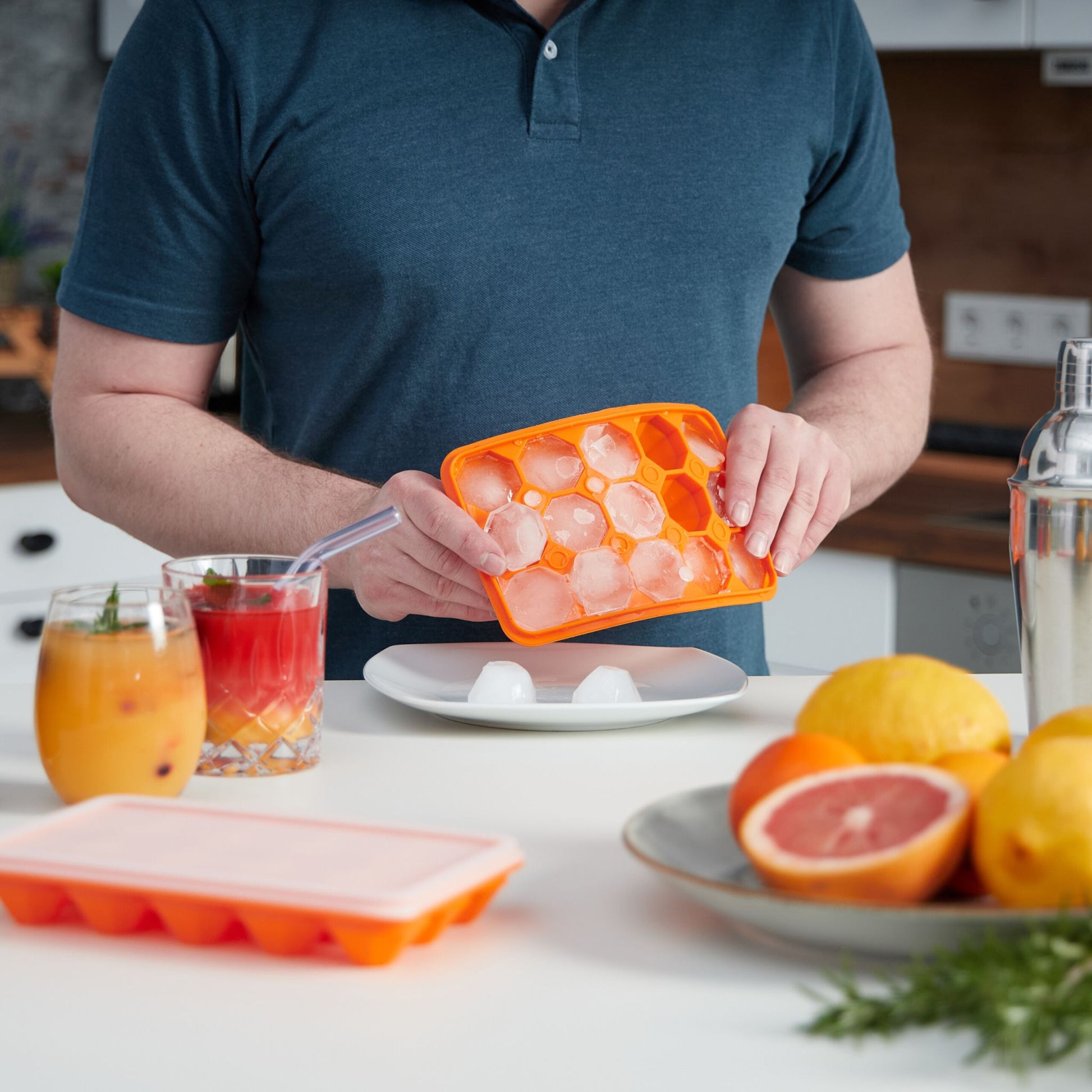 Eiswürfelform 2er-Set Diamant Orange-Transparent von Relaxdays