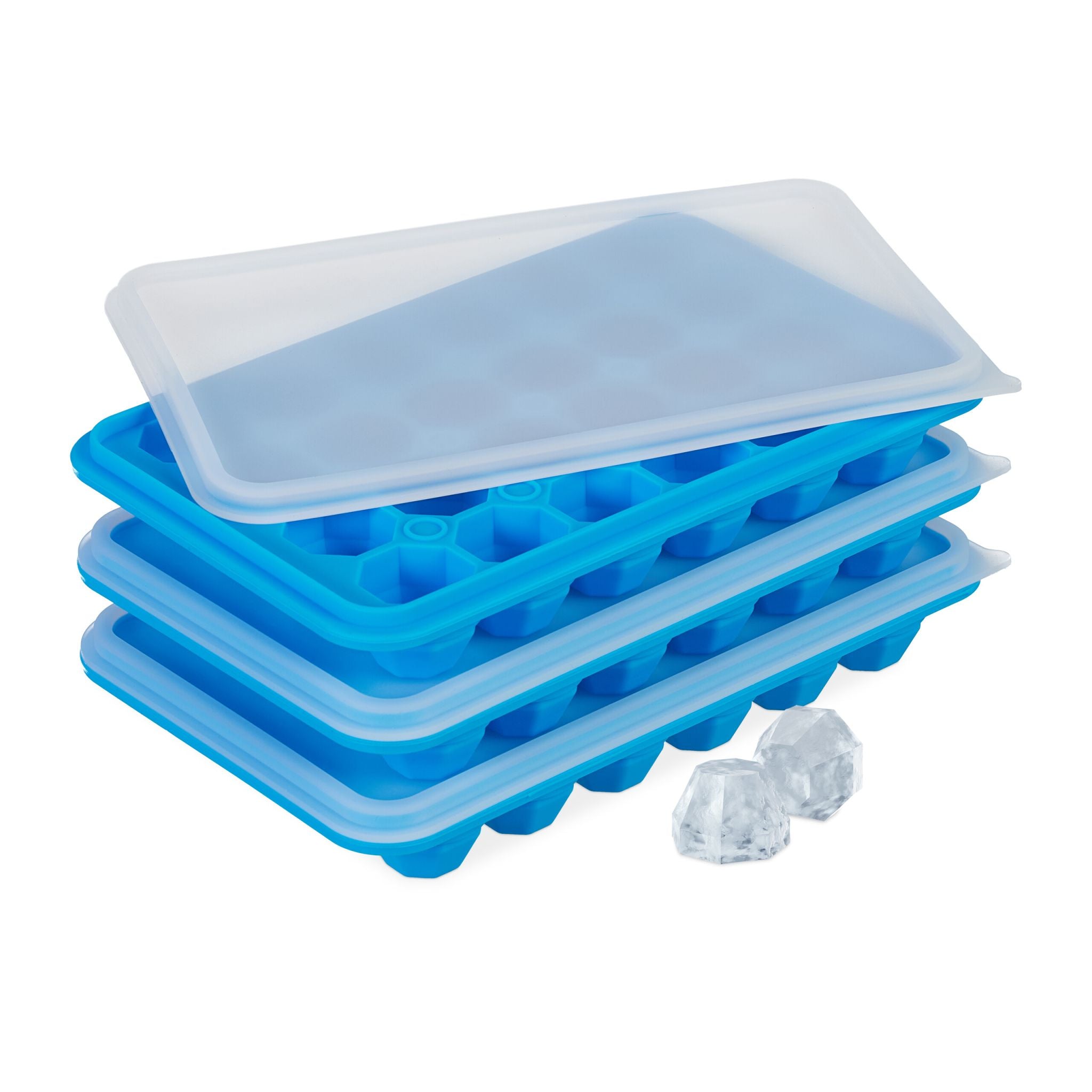 Eiswürfelform 3er-Set Diamant Blau-Transparent von Relaxdays