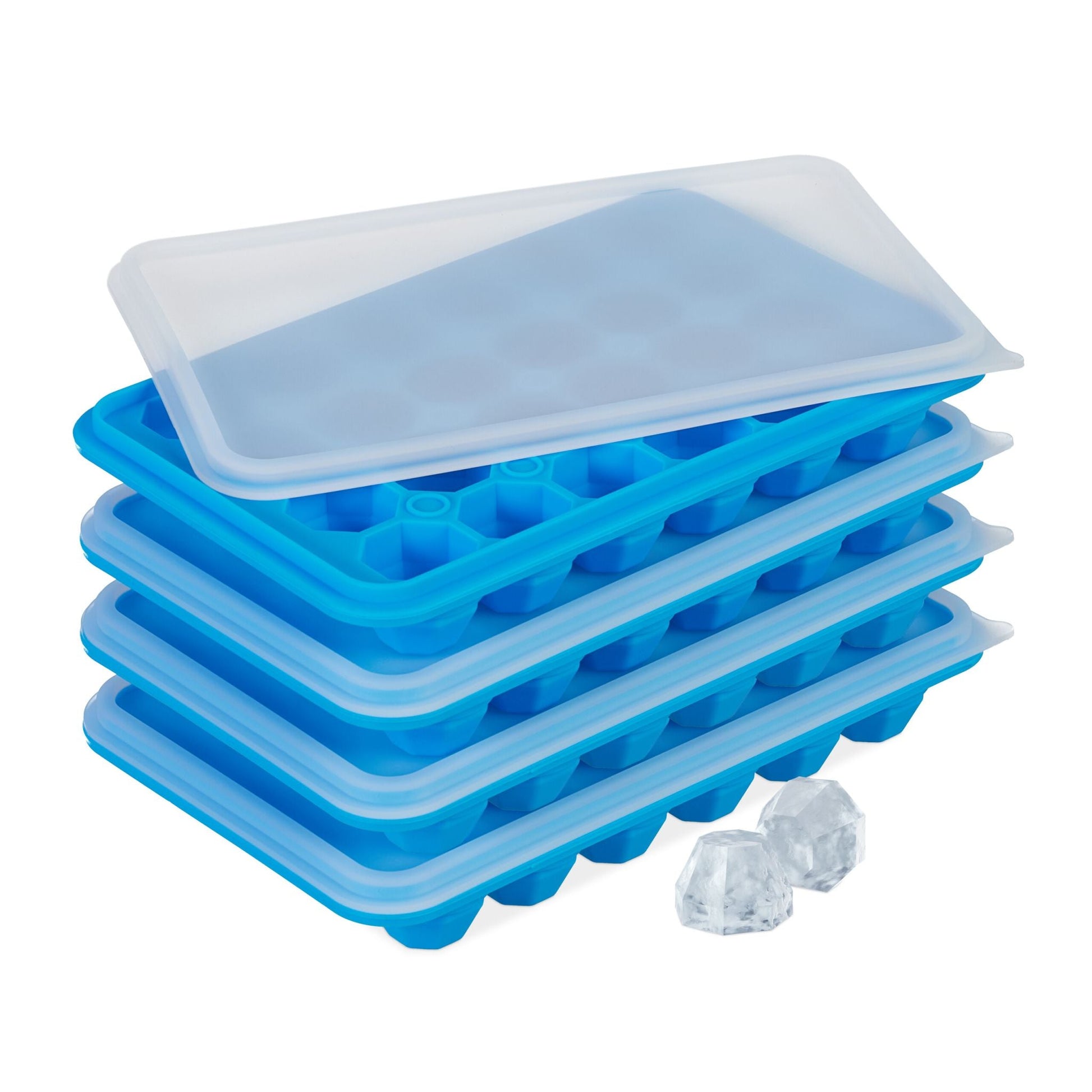 Eiswürfelform 4er-Set Diamant Blau-Transparent von Relaxdays