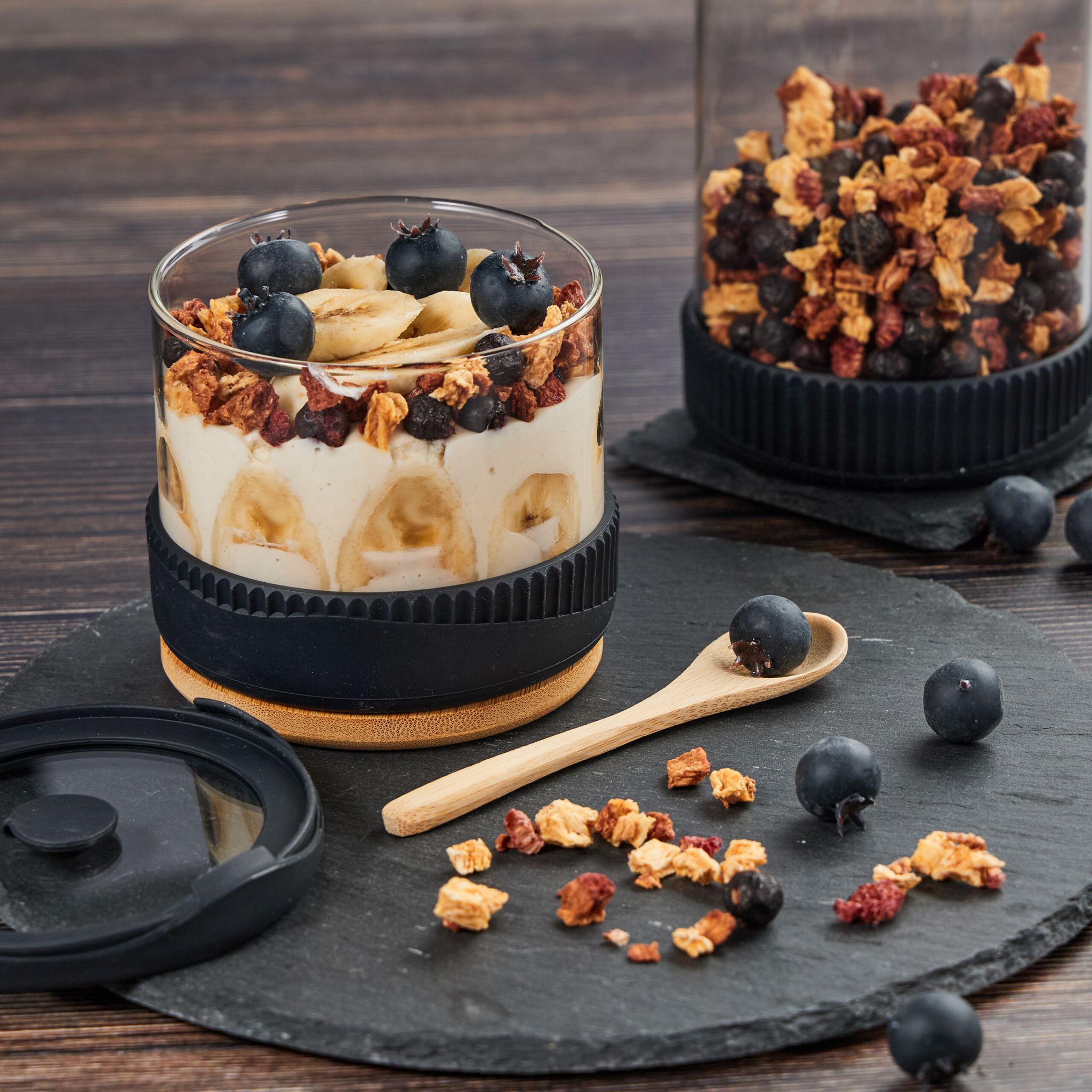 Vorratsgläser mit Deckel 3er-Set Schwarz-Transparent von Relaxdays