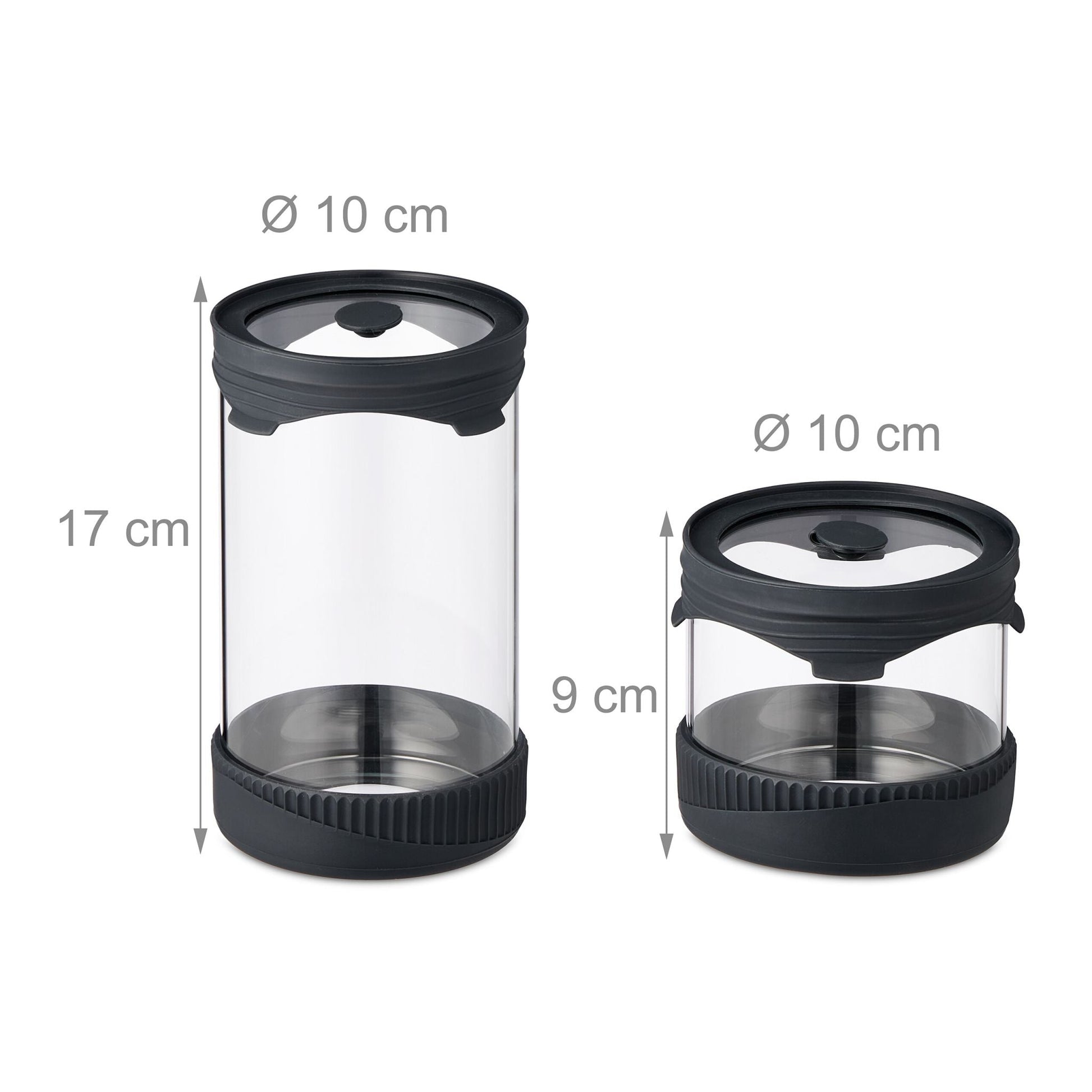 Vorratsgläser mit Deckel 3er-Set Schwarz-Transparent von Relaxdays