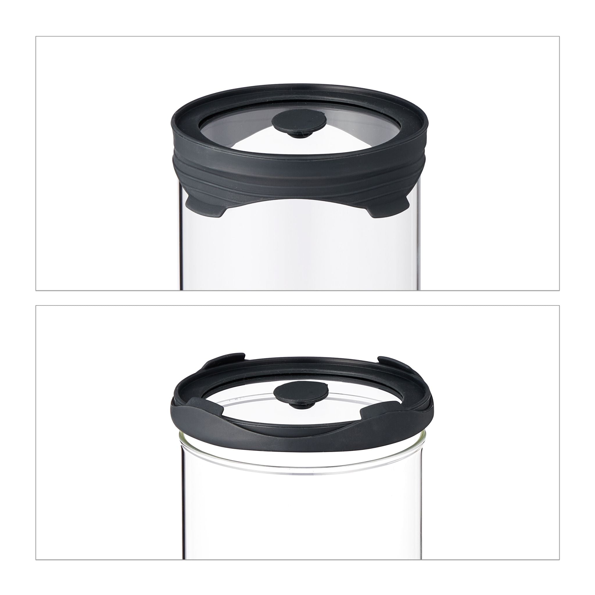 Vorratsgläser mit Deckel 3er-Set Schwarz-Transparent von Relaxdays