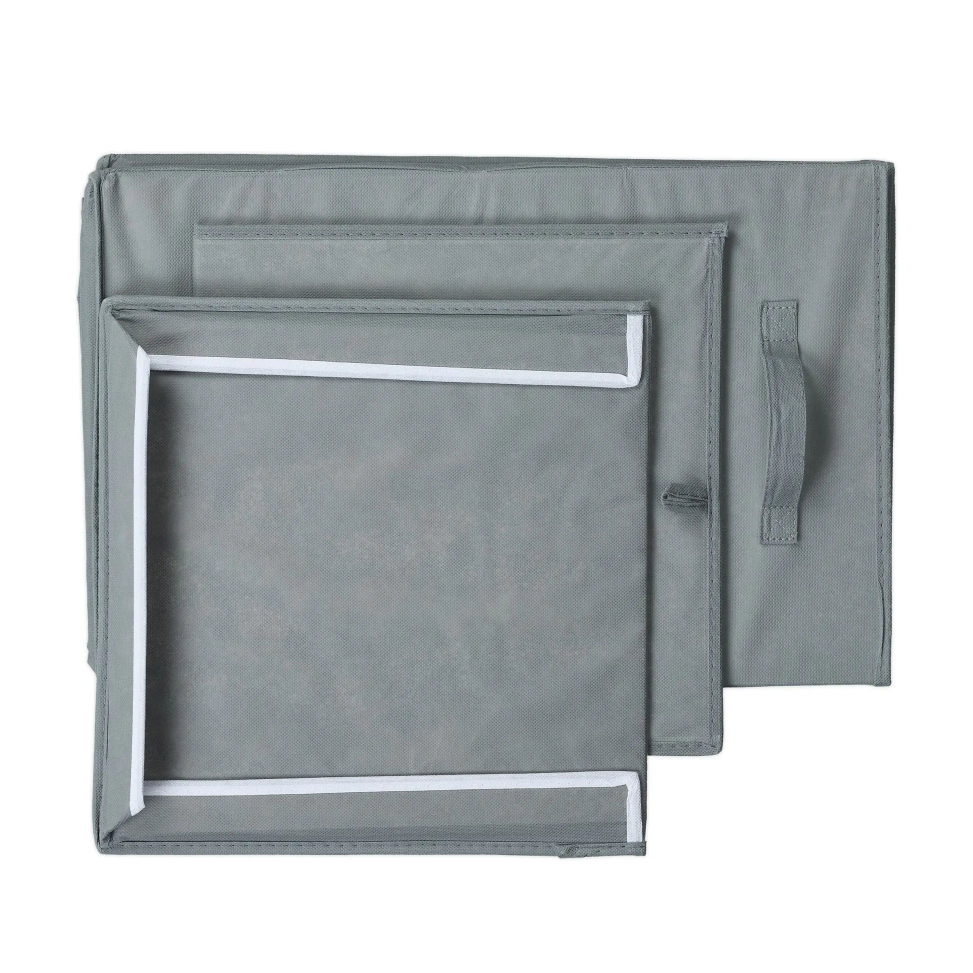 Wäschekorb mit Deckel 100L Weiss-Grau von Relaxdays
