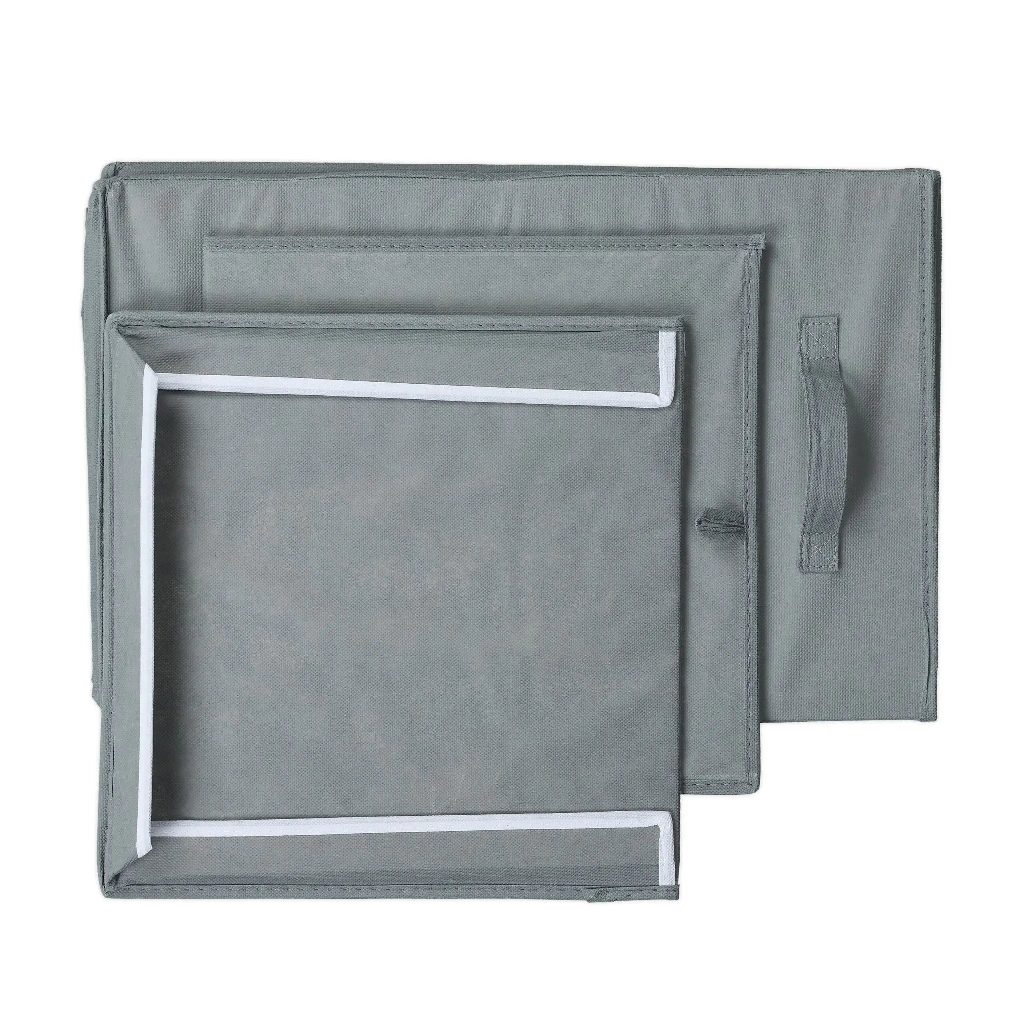 Wäschekorb mit Deckel 100L Weiss-Grau von Relaxdays
